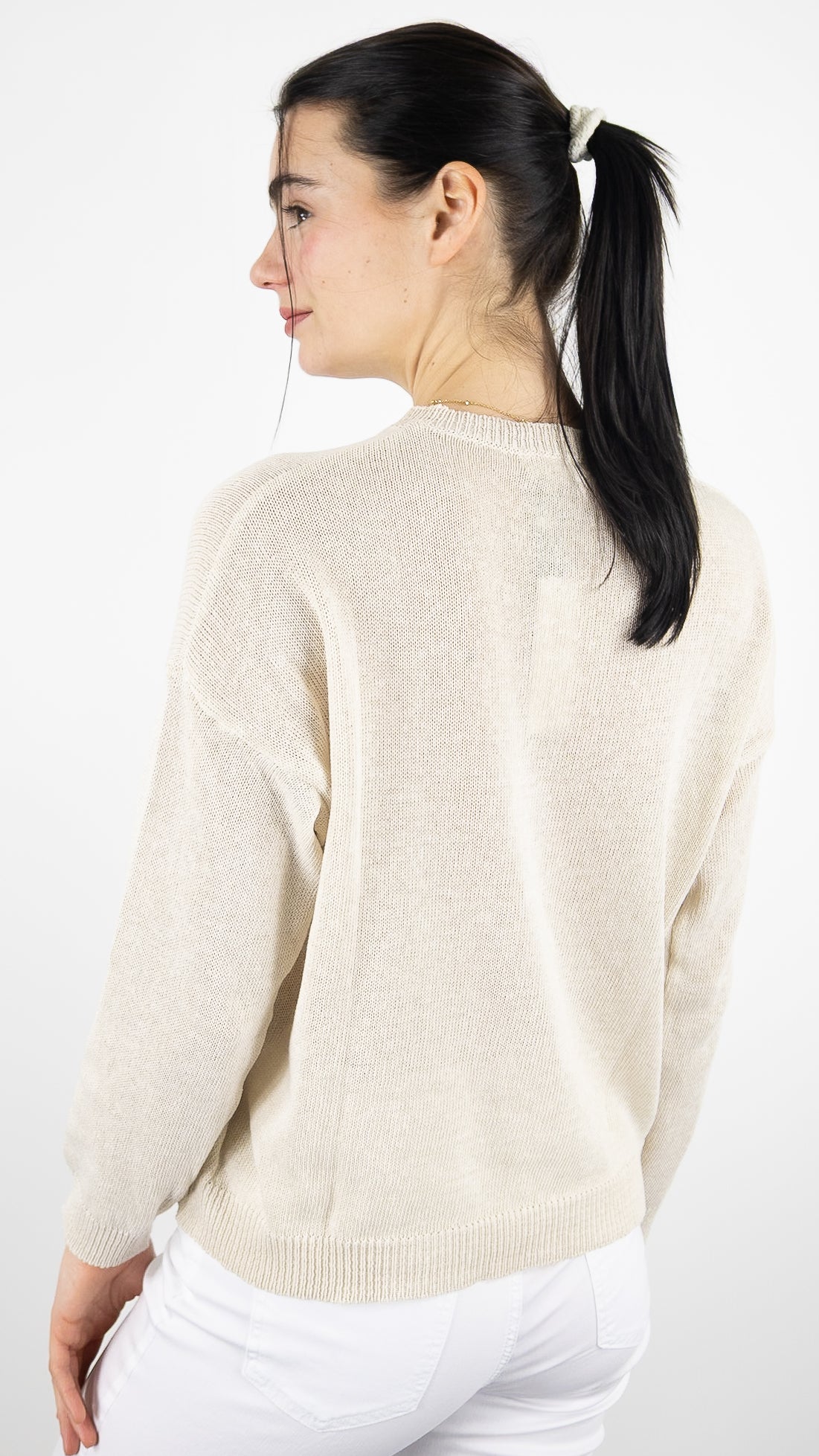 PULL LEGER COL BOUTONNE FEMME ALEXANDRE LAURENT M8220#COLOR_BEIGE