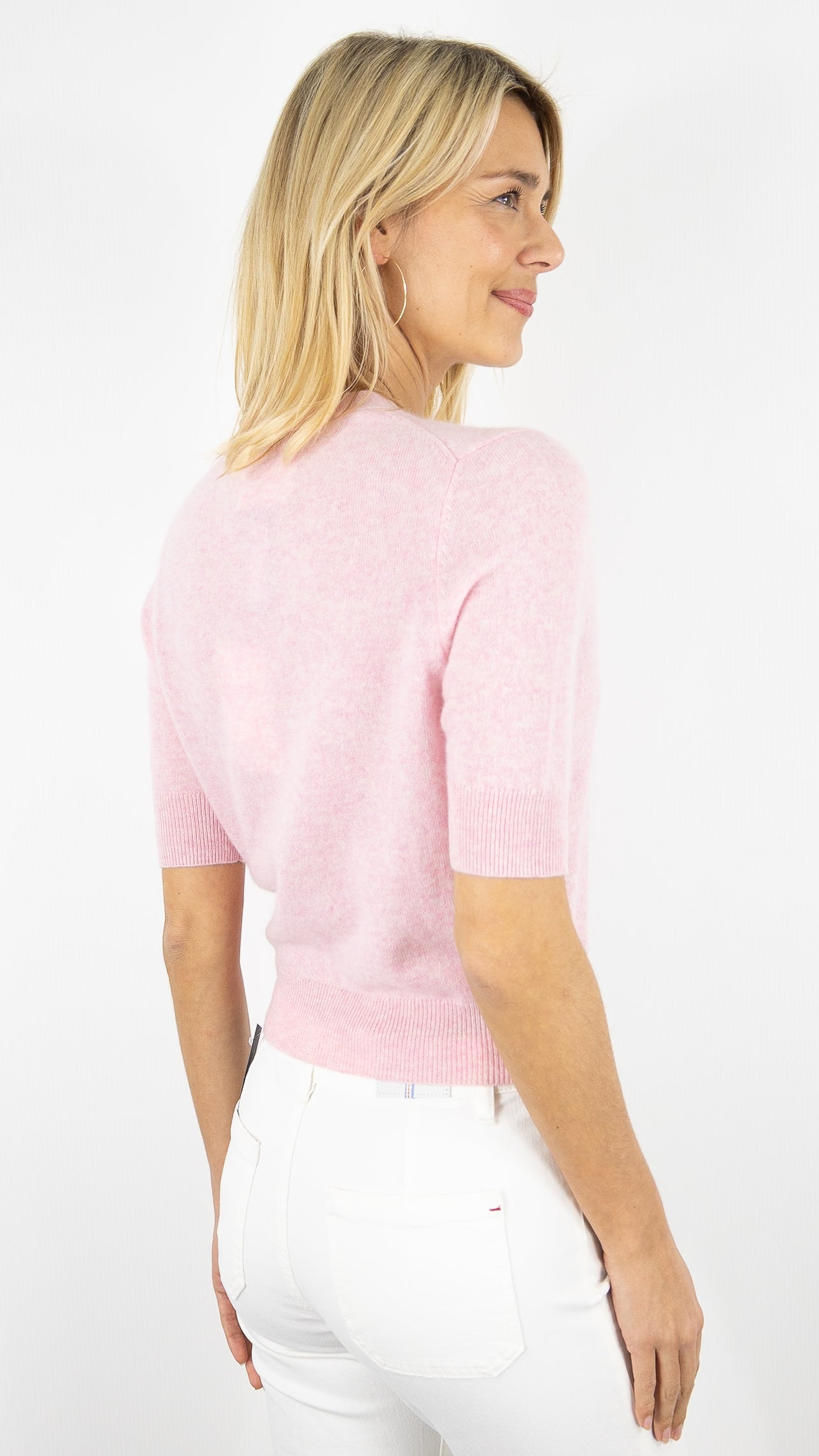 GILET MANCHES COURTES COL V EN CACHEMIRE POUR FEMME NOT SHY NALYA#COLOR_PIVOINE