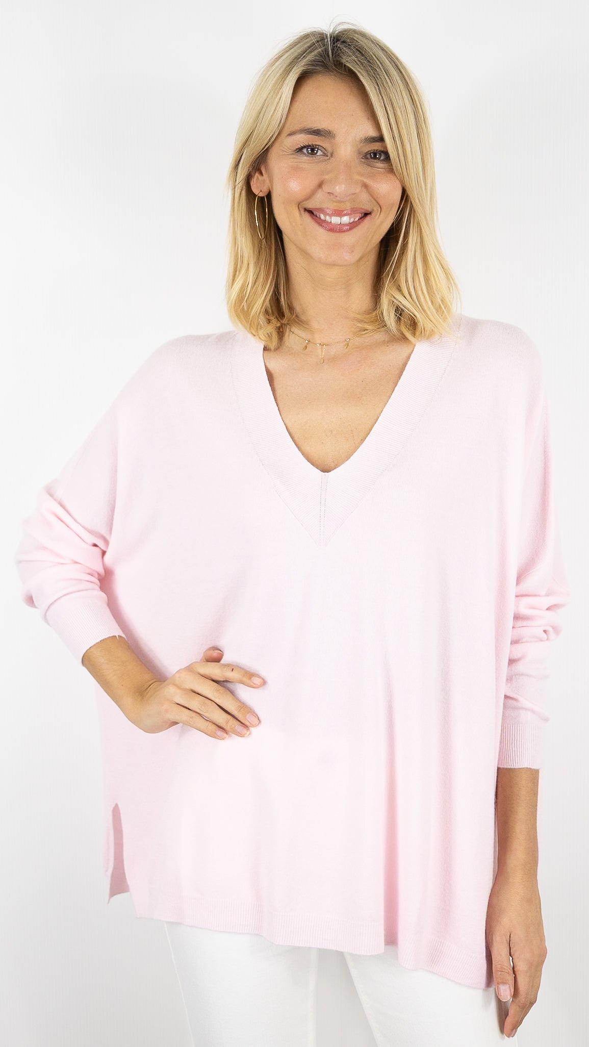 PULL OVERSIZE POUR FEMME ALEXANDRE LAURENT C8778#COLOR_ROSE PALE