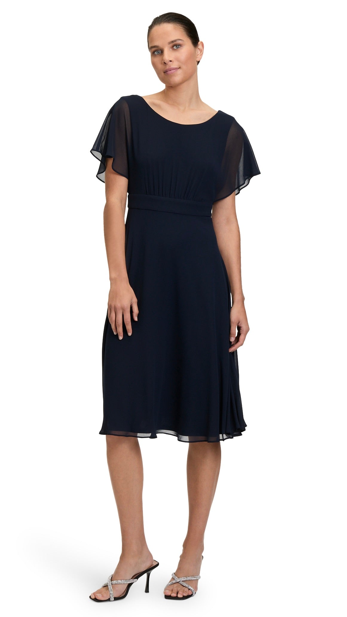 ROBE COURTE EN VOILE EVASÉE MARINE VERAMONT 0335/4825