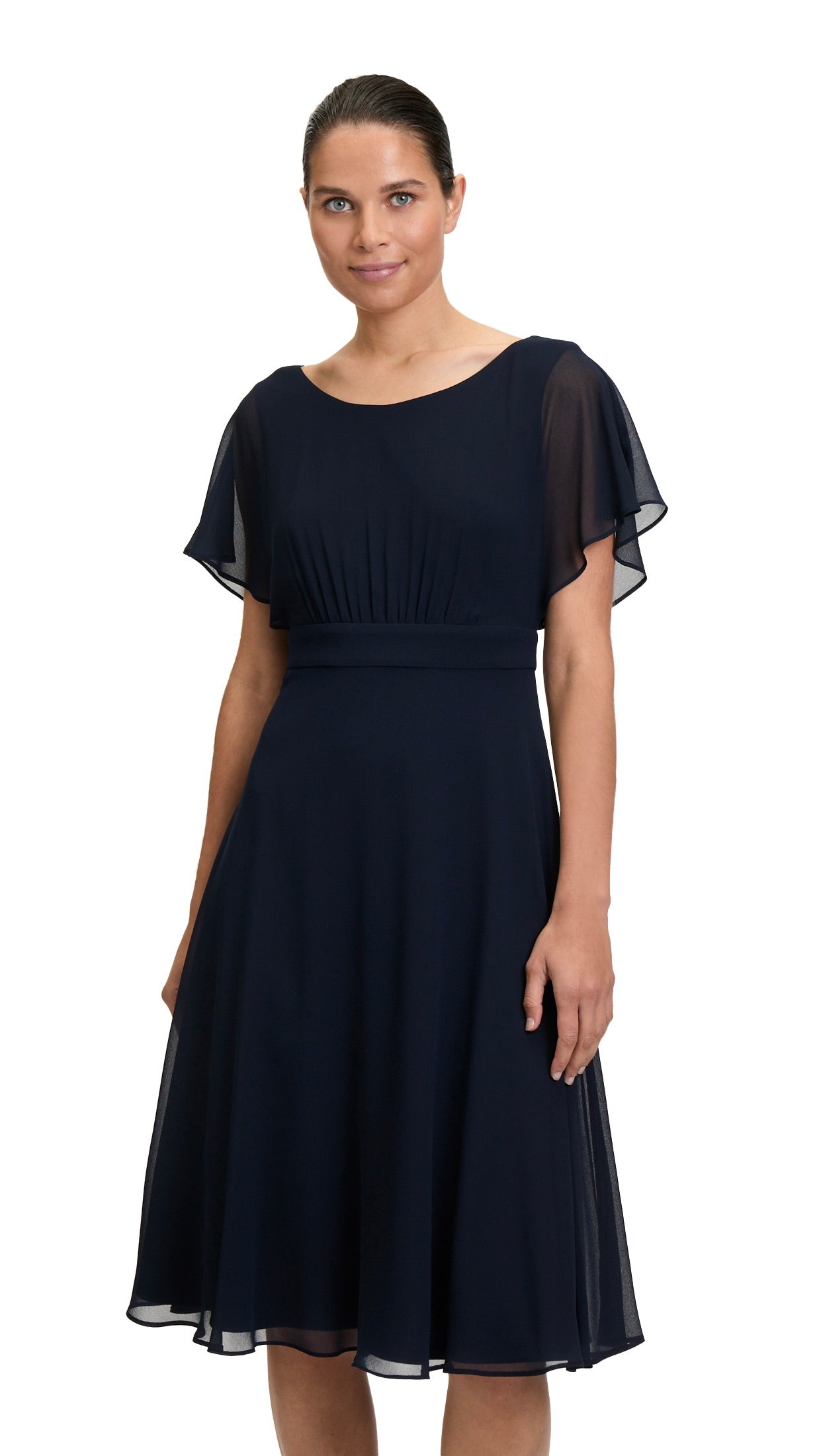 ROBE COURTE EN VOILE EVASÉE MARINE VERAMONT 0335/4825