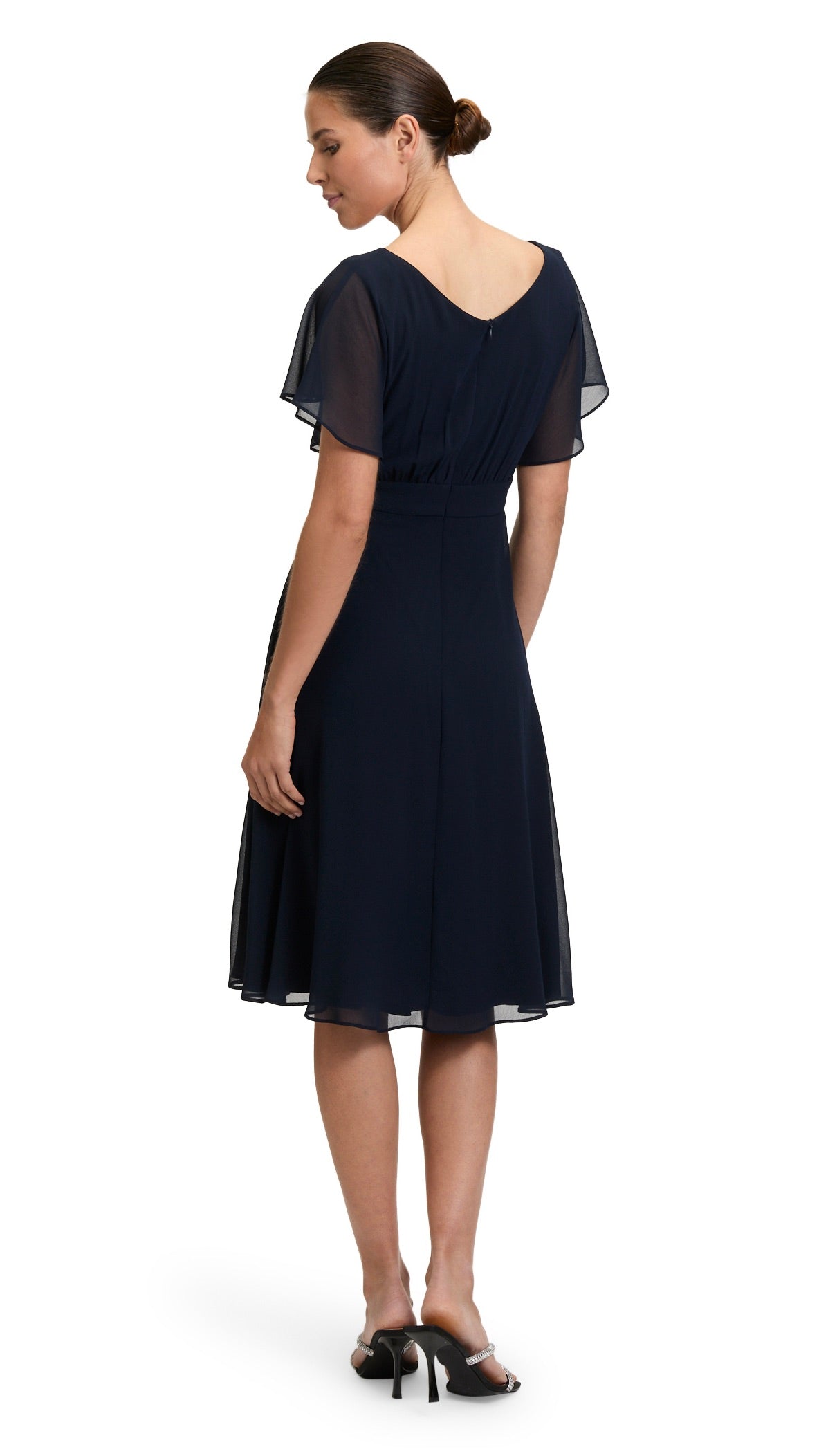 ROBE COURTE EN VOILE EVASÉE MARINE VERAMONT 0335/4825