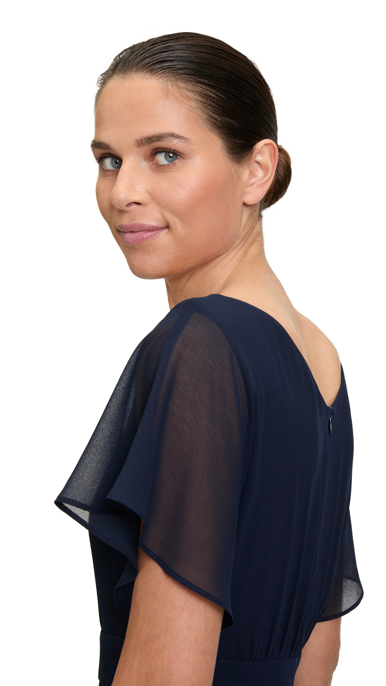 ROBE COURTE EN VOILE EVASÉE MARINE VERAMONT 0335/4825