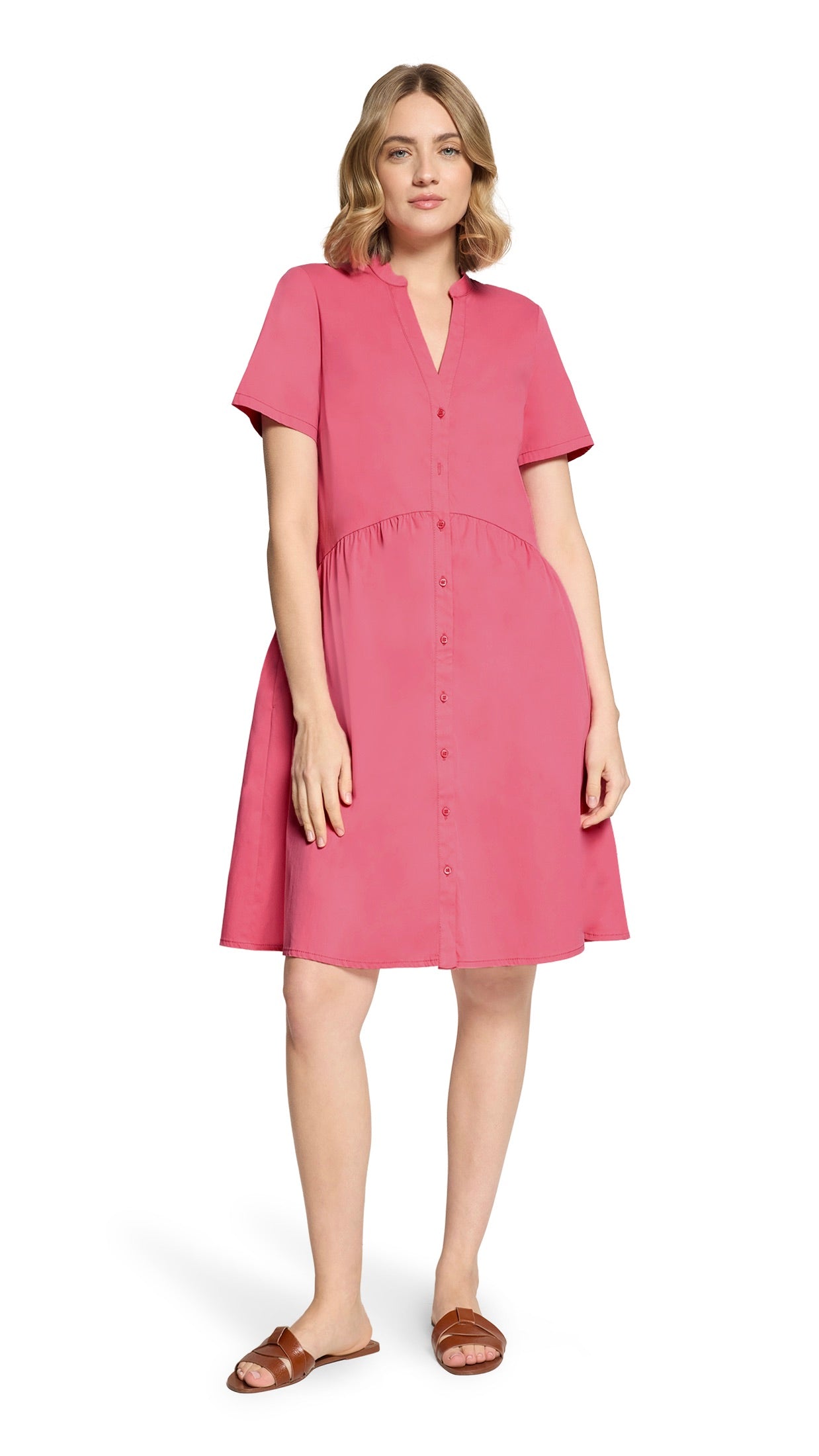 ROBE EVASEE EN COTON ROBE LEGERE 0409/4845#COLOR_4169/PINK PEACH ROSE