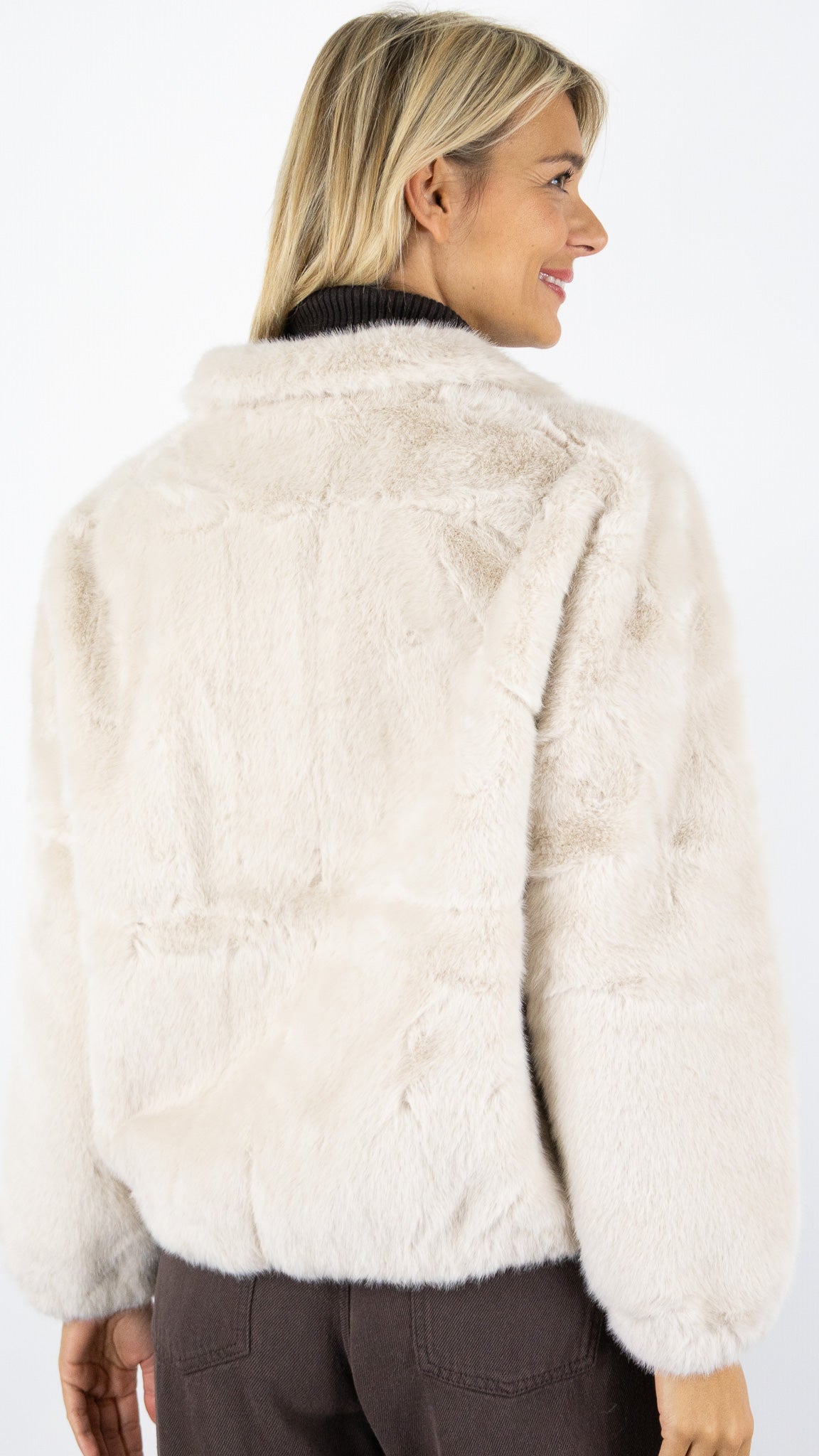 BLOUSON EN FAUSSE FOURRURE 06ES28 KY CREATION#color_BEIGE