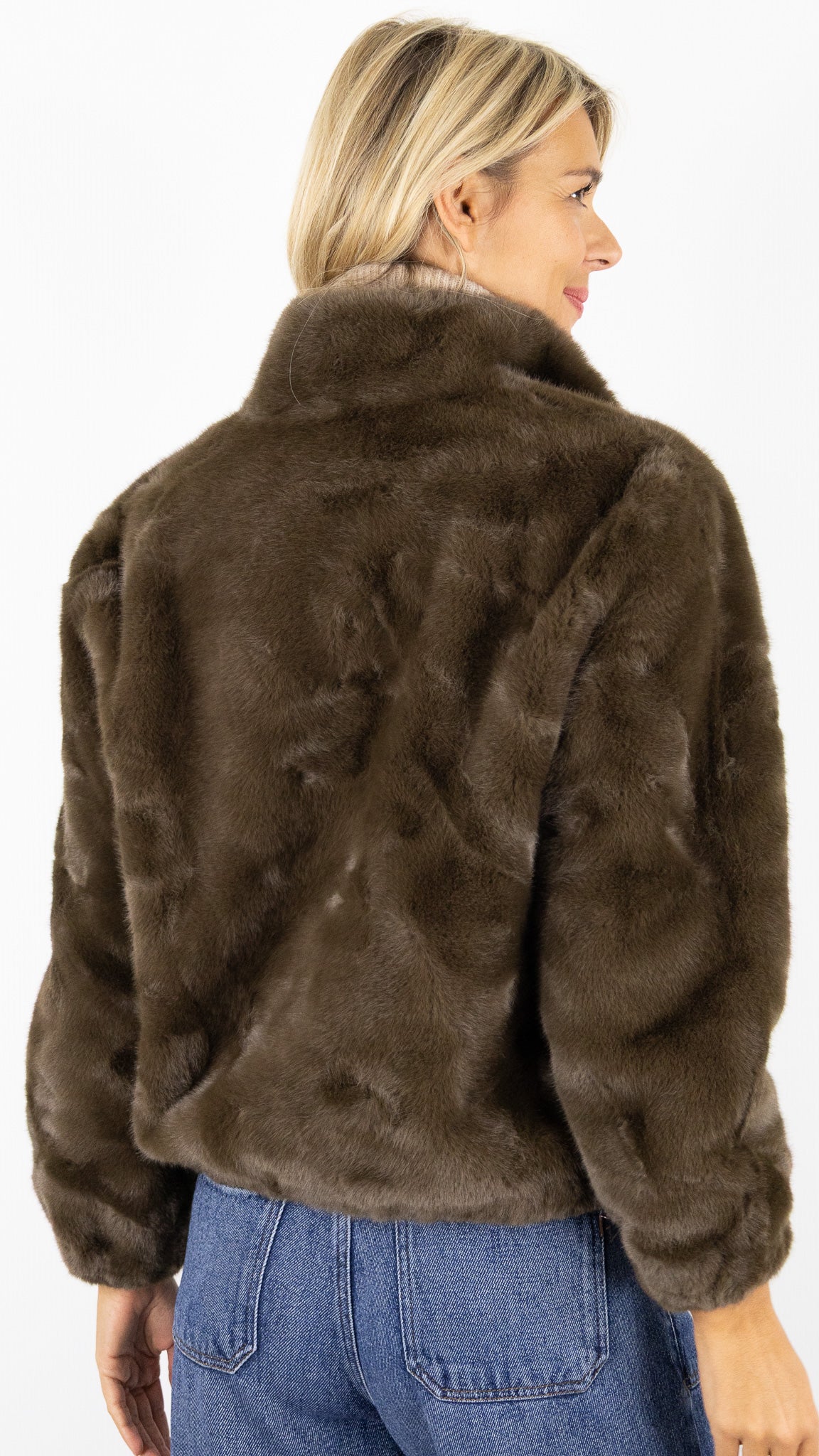 BLOUSON EN FAUSSE FOURRURE 06ES28 KY CREATION#color_COFFEE/CHOCO