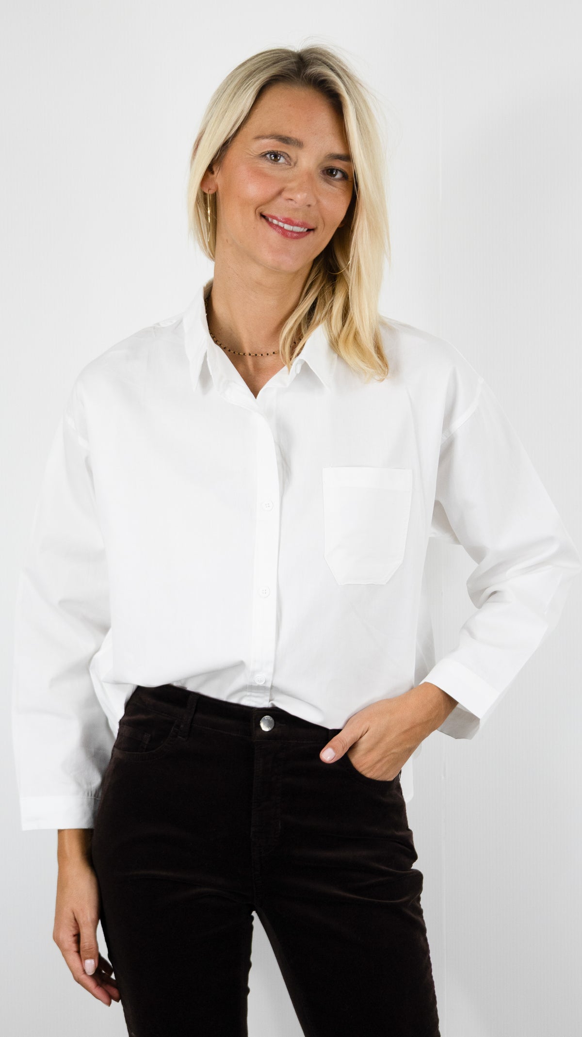 CHEMISE EN COTON POUR FEMME SEASON 14H605#COLOR_ECRU