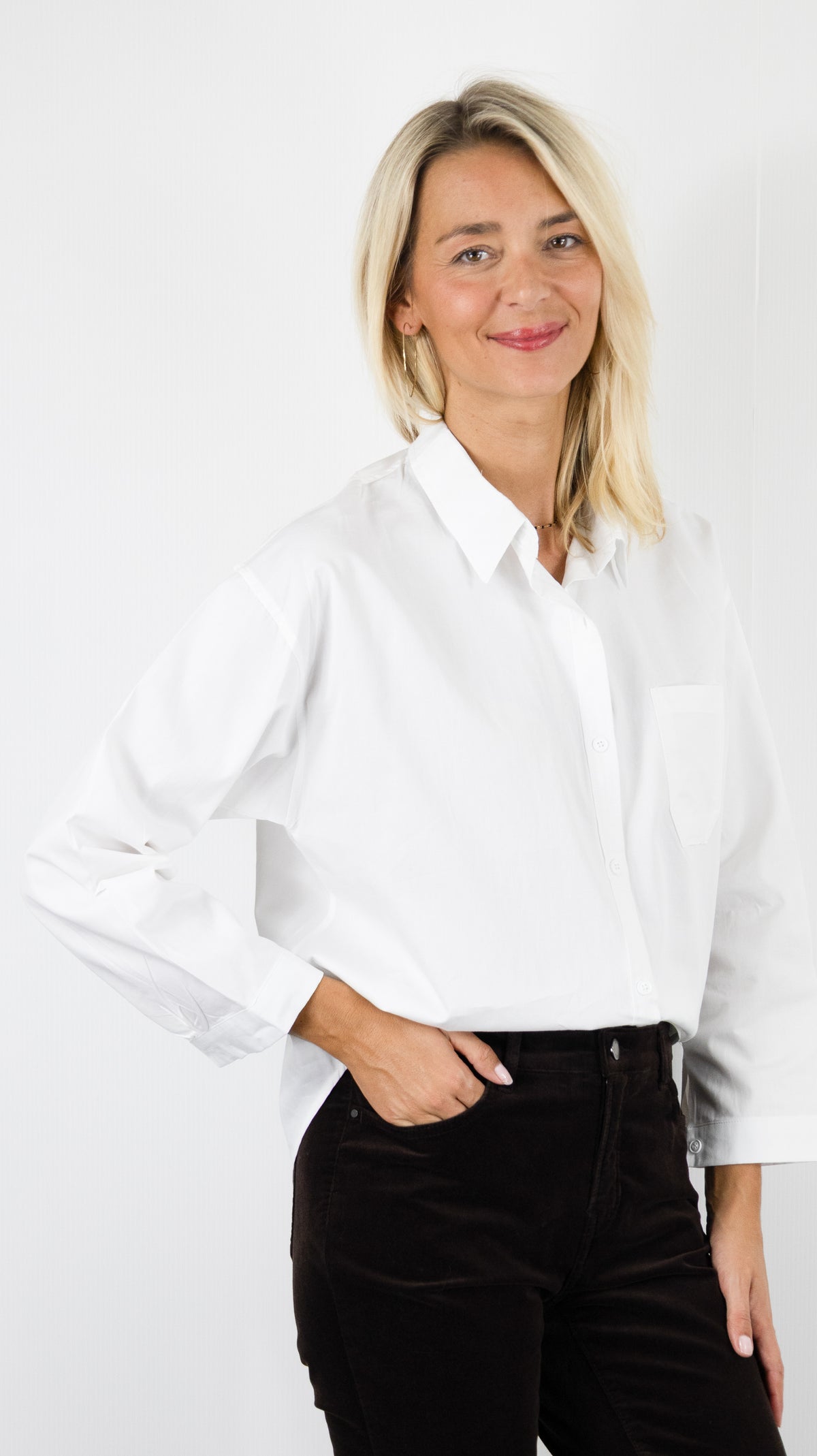 CHEMISE EN COTON POUR FEMME SEASON 14H605#COLOR_ECRU