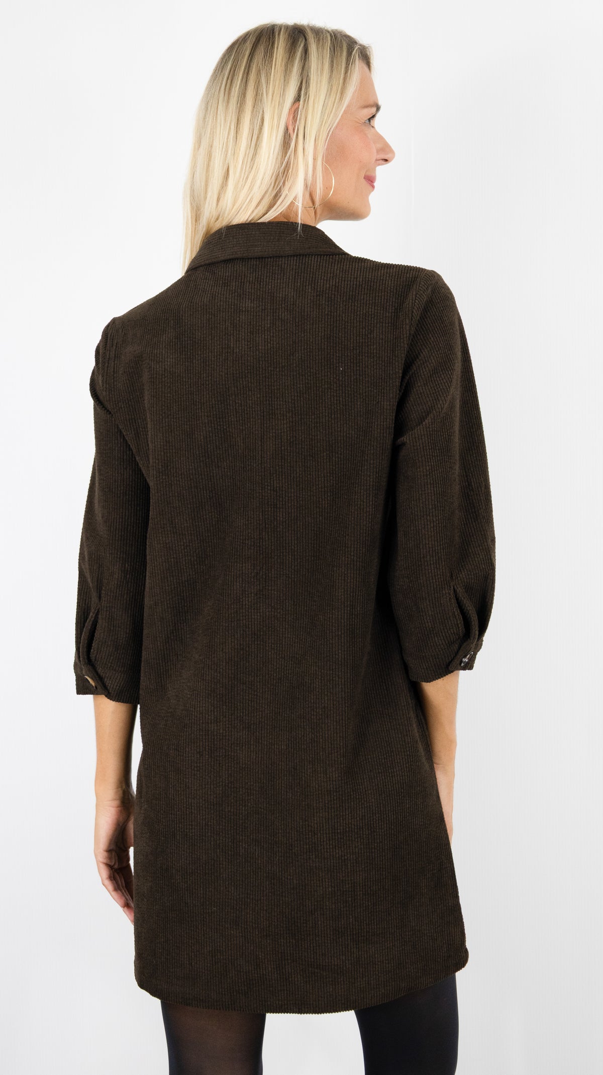ROBE CHEMISE EN VELOURS YCOO 10485B#COLOR_CHOCO