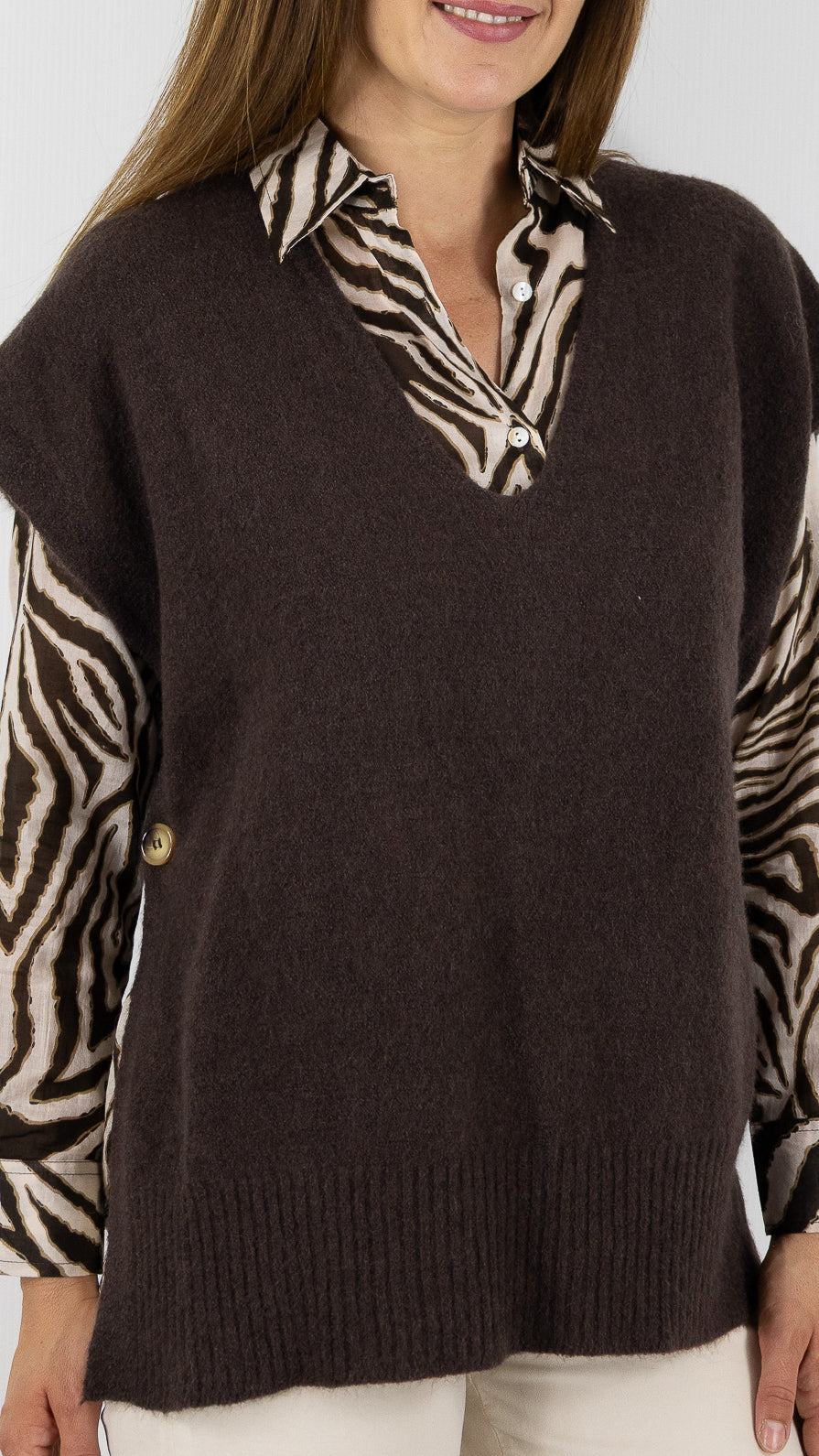 PULL PONCHO COL V CHOCO POUR FEMME LUK AP 11252