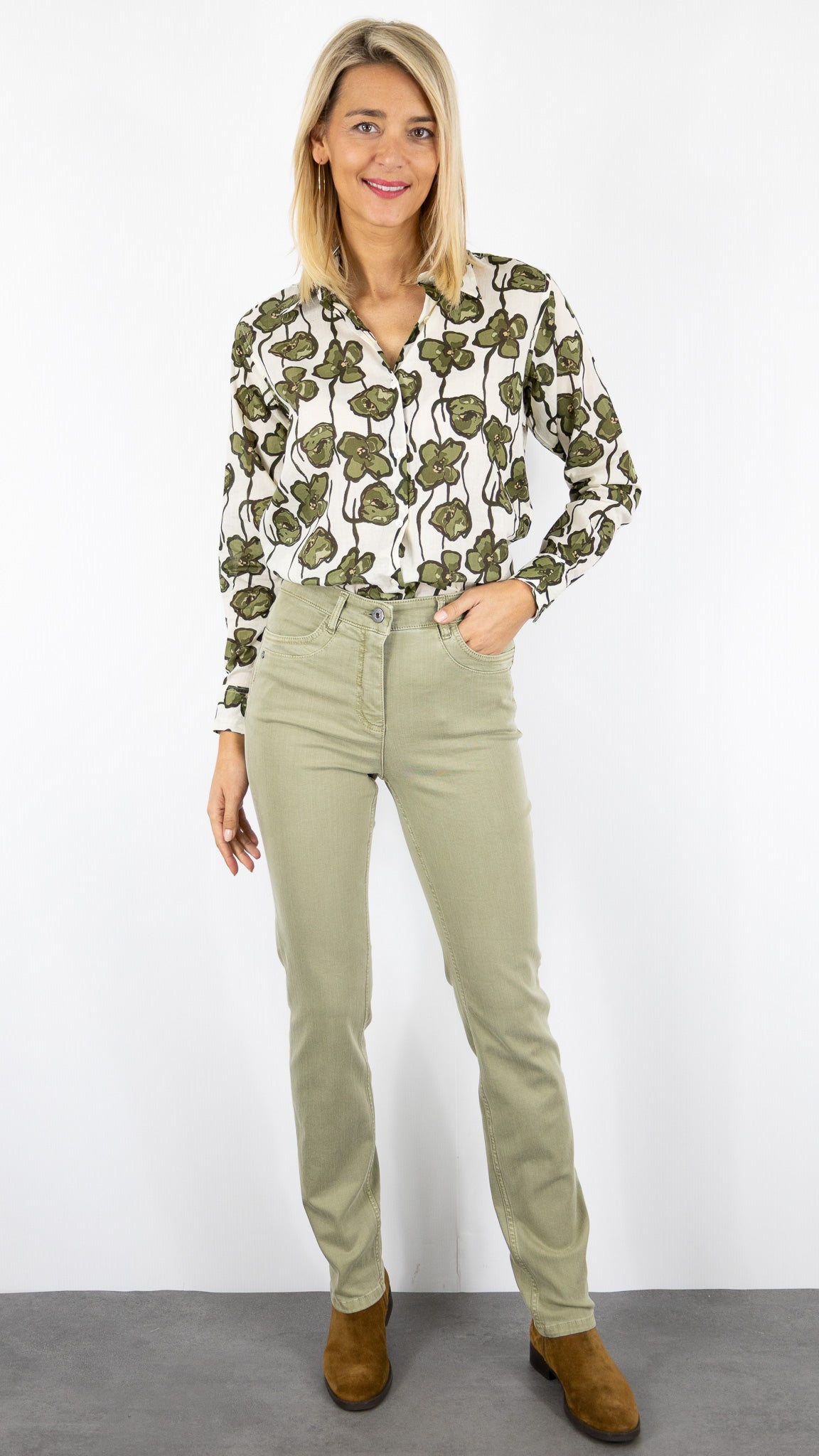 JEANS DROIT FEMME KAKI TILLEUL TONI BE LOVED 12-81 1226-42