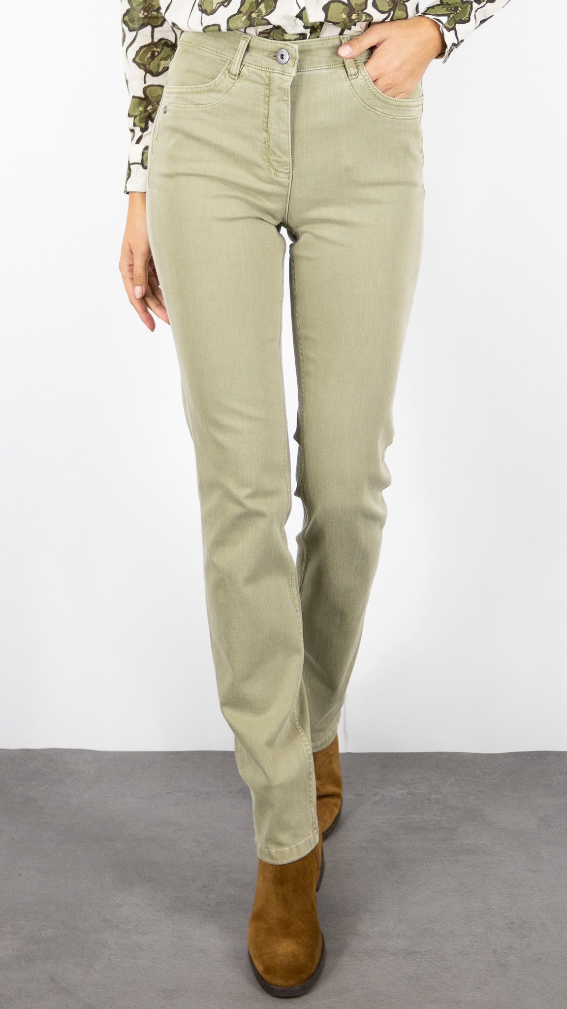 JEANS DROIT FEMME KAKI TILLEUL TONI BE LOVED 12-81 1226-42