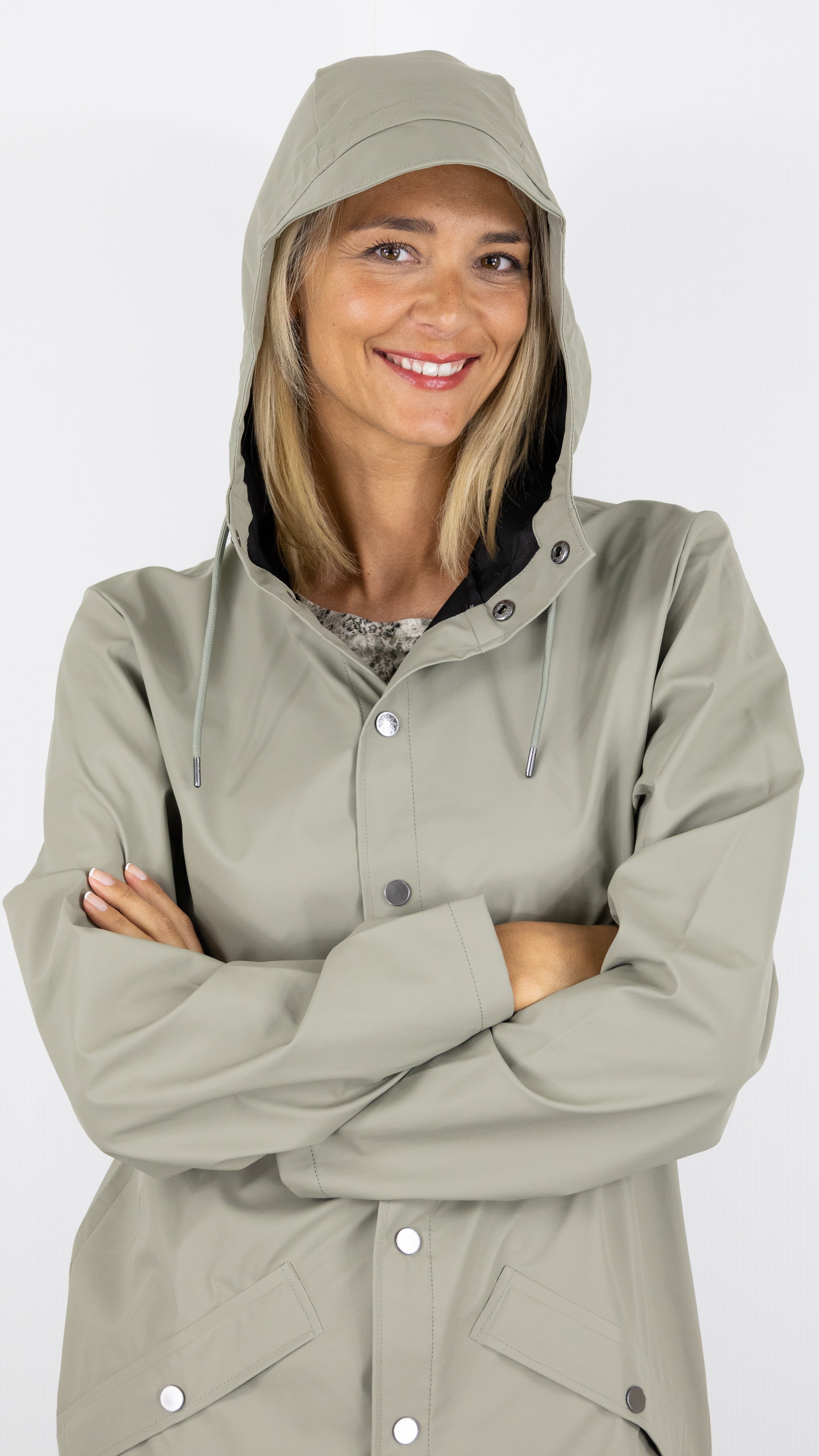 PARKA LONGUE A CAPUCHE RAINS 12020 LONG JACKET#COLOR_108DRIFT/TILLEUL