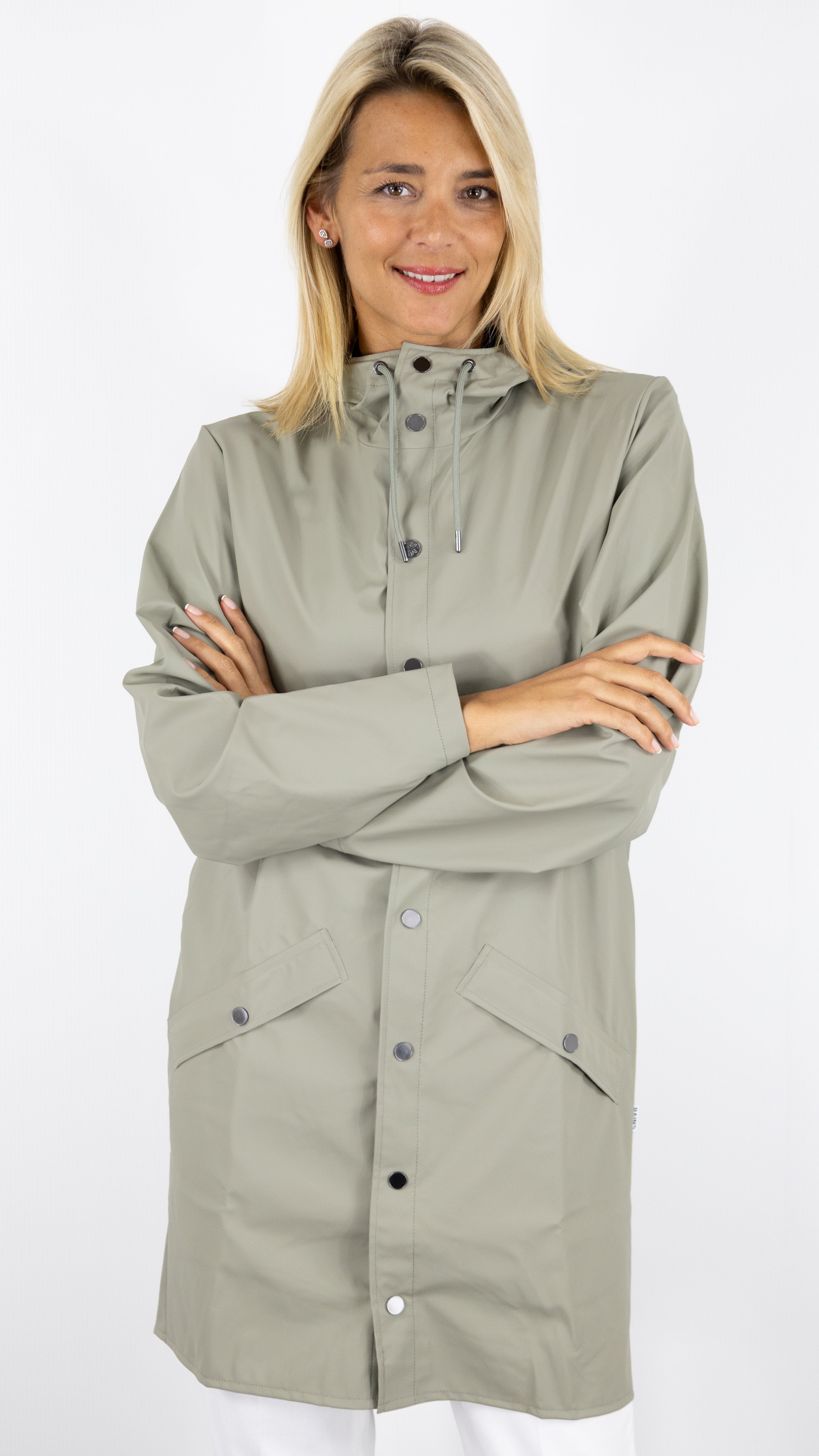 PARKA LONGUE A CAPUCHE RAINS 12020 LONG JACKET#COLOR_108DRIFT/TILLEUL