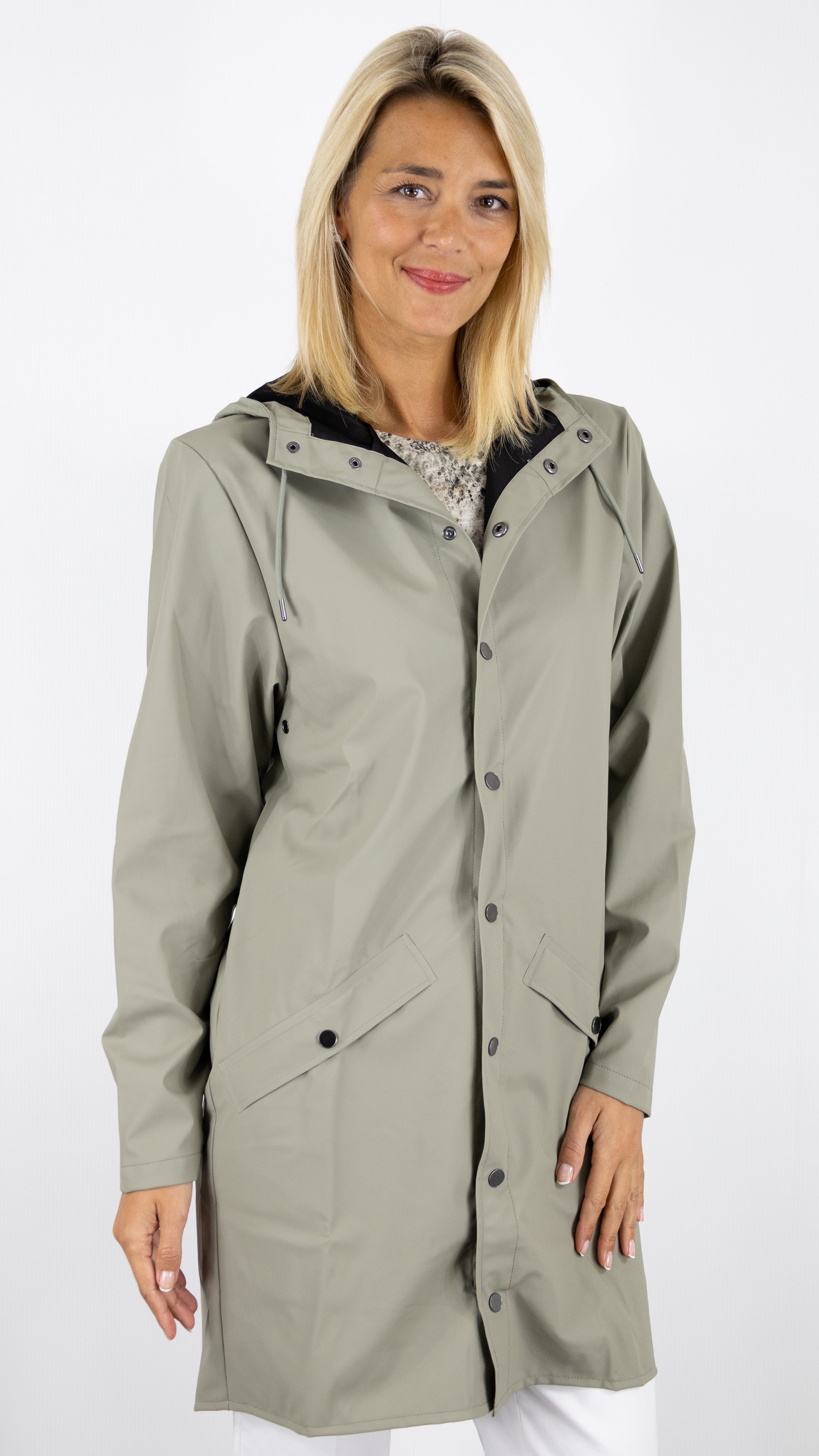 PARKA LONGUE A CAPUCHE RAINS 12020 LONG JACKET#COLOR_108DRIFT/TILLEUL