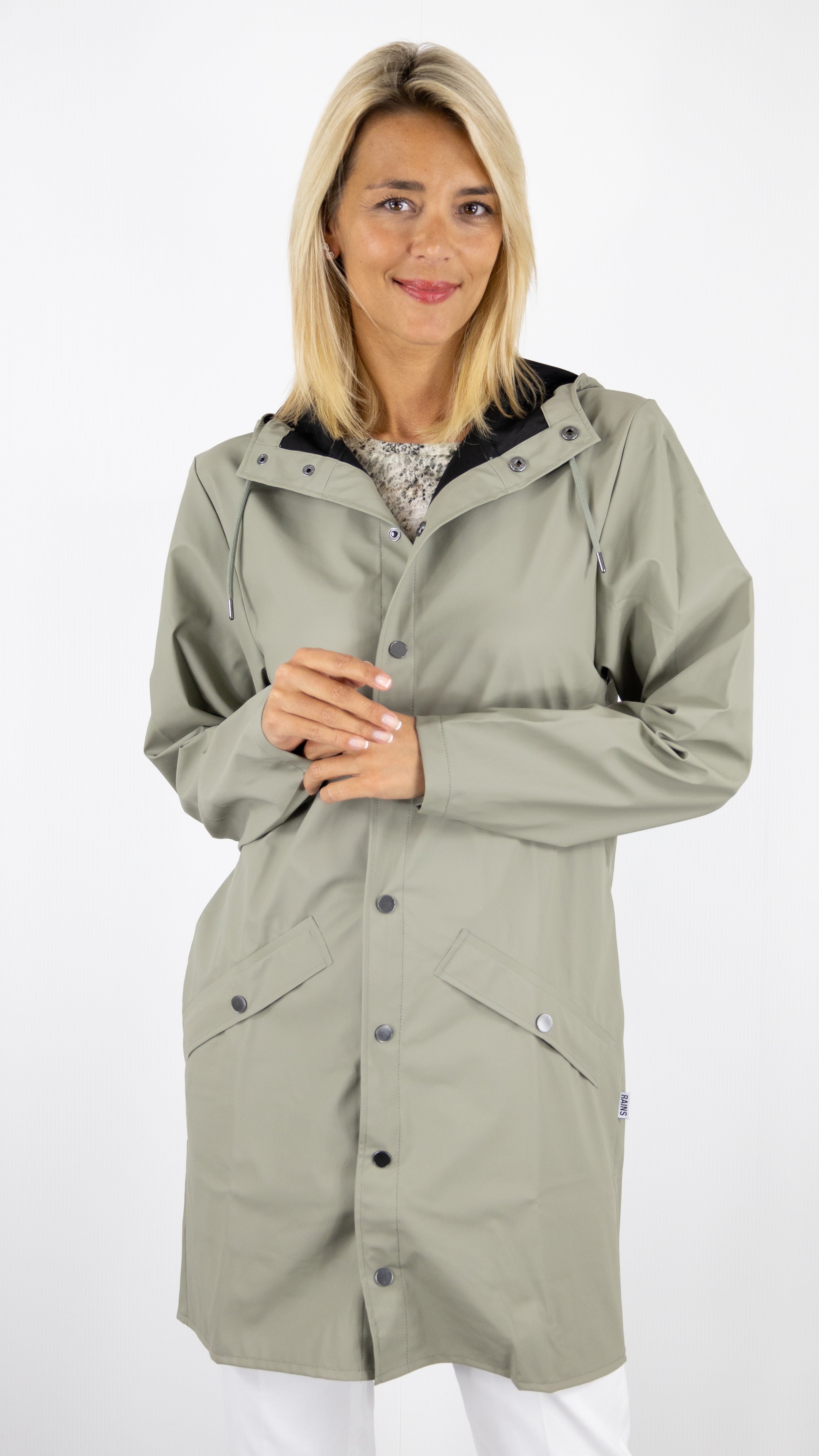 PARKA LONGUE A CAPUCHE RAINS 12020 LONG JACKET#COLOR_108DRIFT/TILLEUL