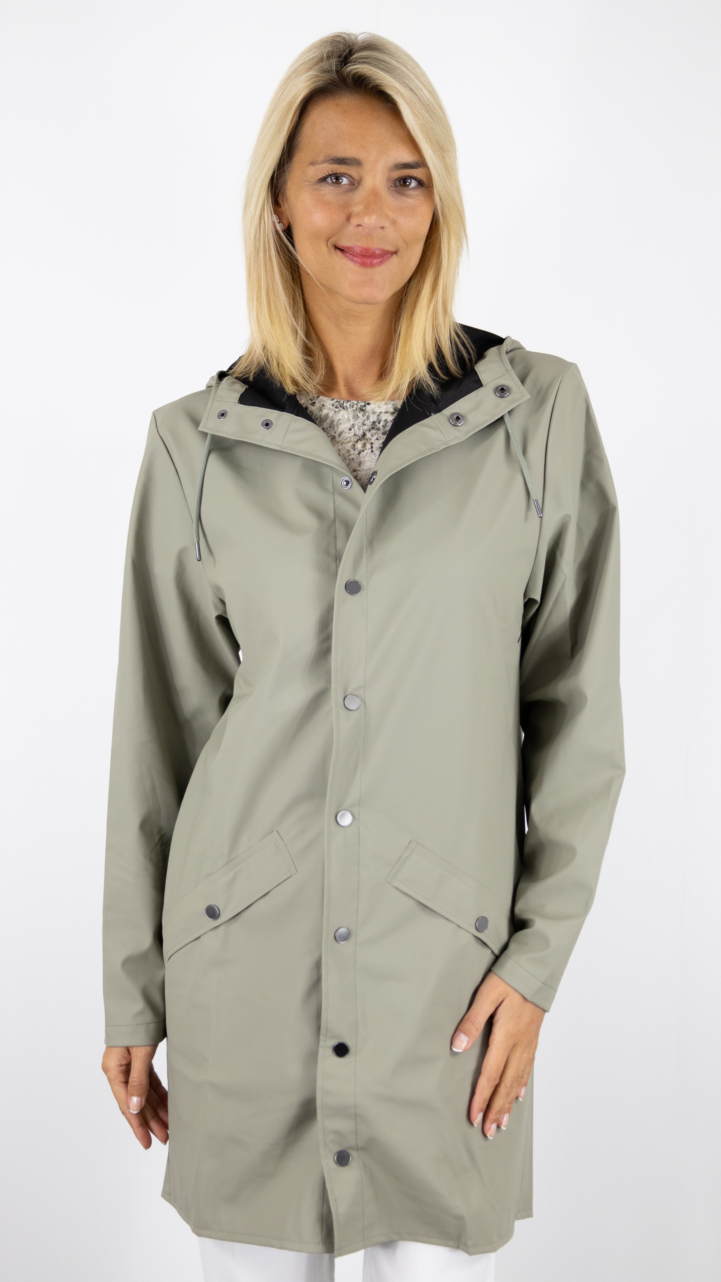 PARKA LONGUE A CAPUCHE RAINS 12020 LONG JACKET#COLOR_108DRIFT/TILLEUL