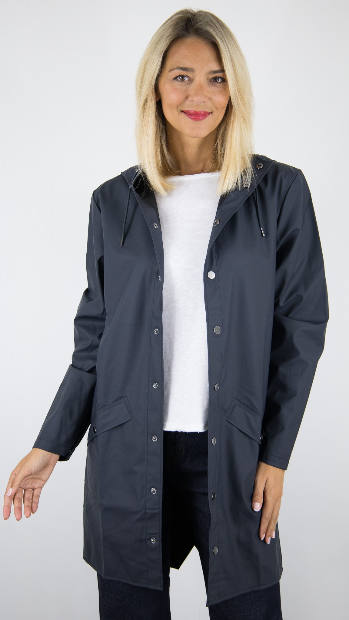 PARKA LONGUE A CAPUCHE RAINS 12020 LONG JACKET#COLOR_47/NAVY