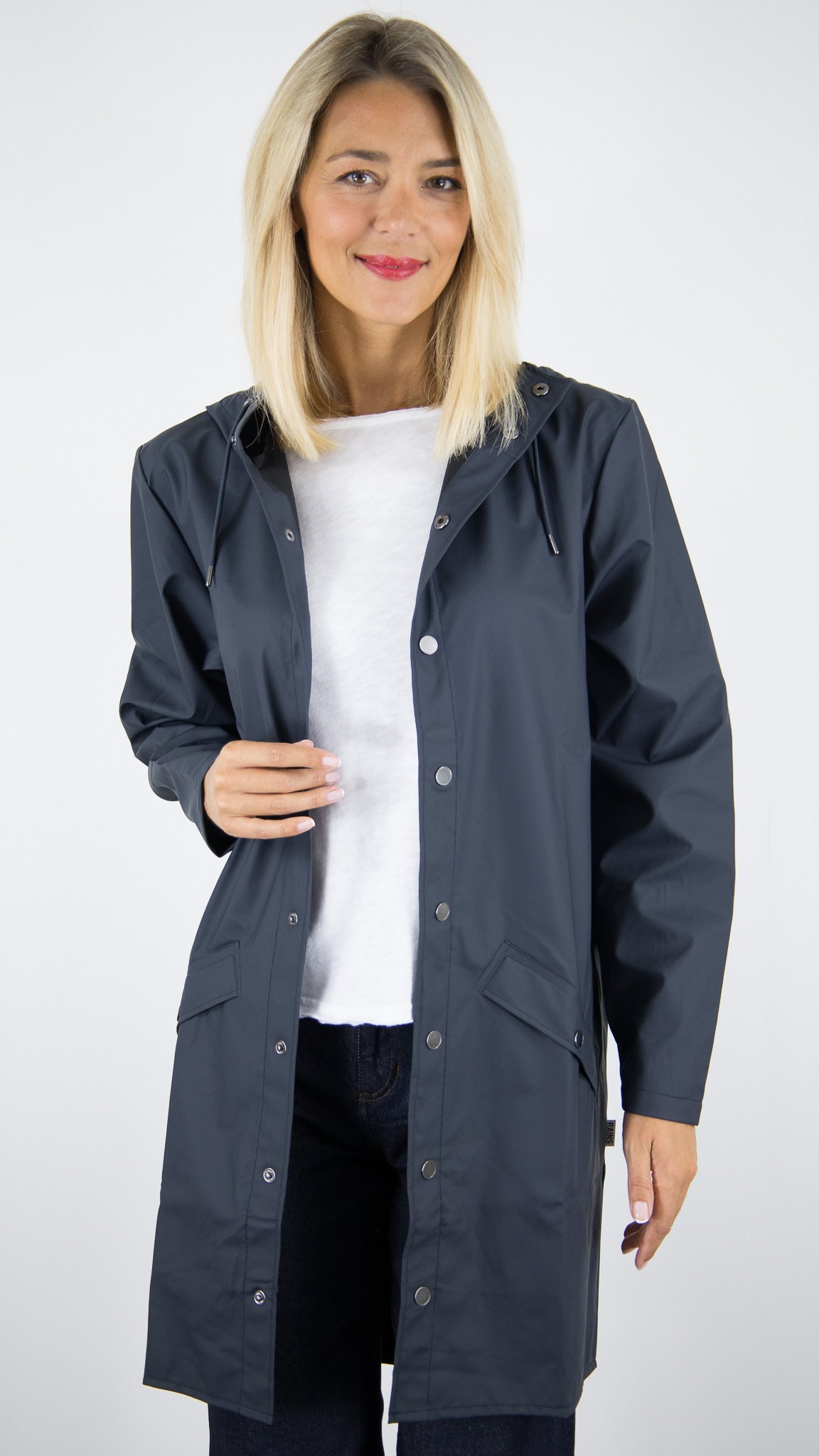 PARKA LONGUE A CAPUCHE RAINS 12020 LONG JACKET#COLOR_NAVY