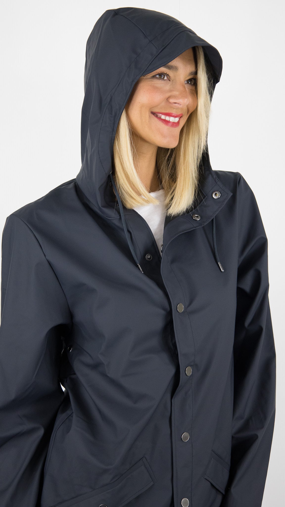 PARKA LONGUE A CAPUCHE RAINS 12020 LONG JACKET#COLOR_NAVY