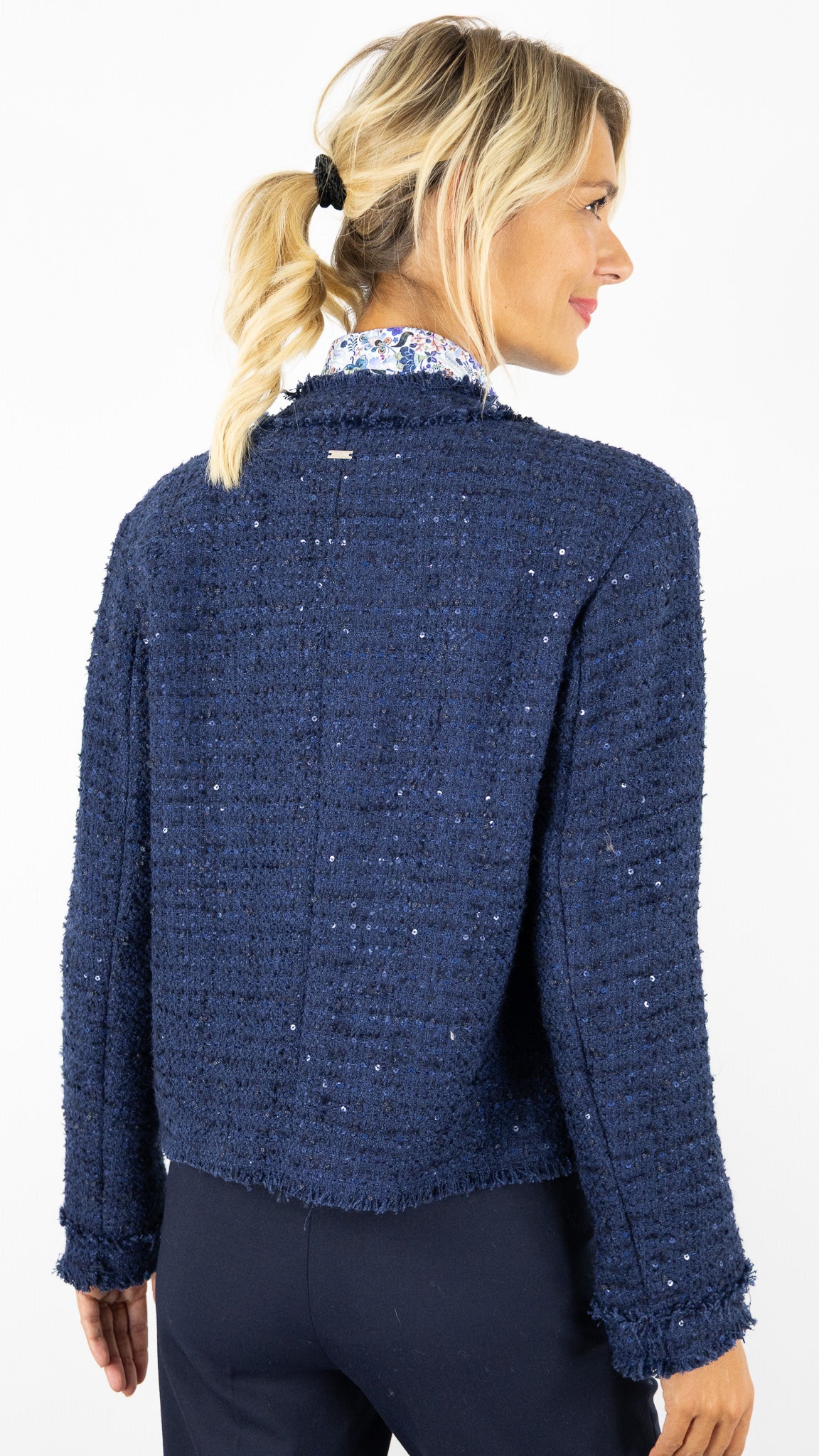 VESTE COURTE RAS DE COU BOUCLETTE ROFA 133315 1250#COLOR_790/MARINE