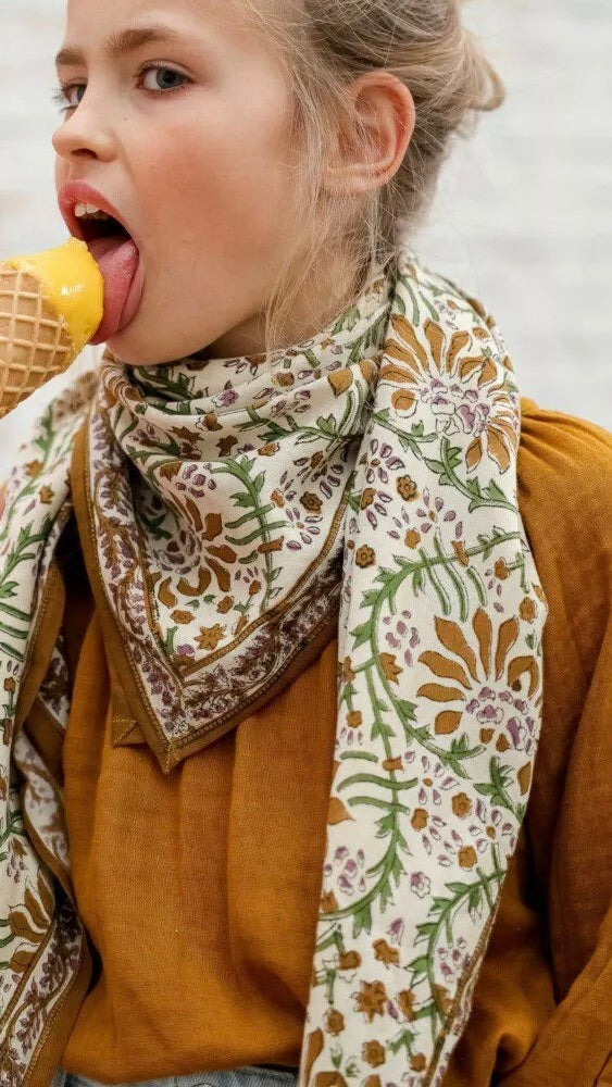 ECHARPE IMPRIMEE EN COTON PALMYRE BELLEMME CARAMEL BEURRE SALE