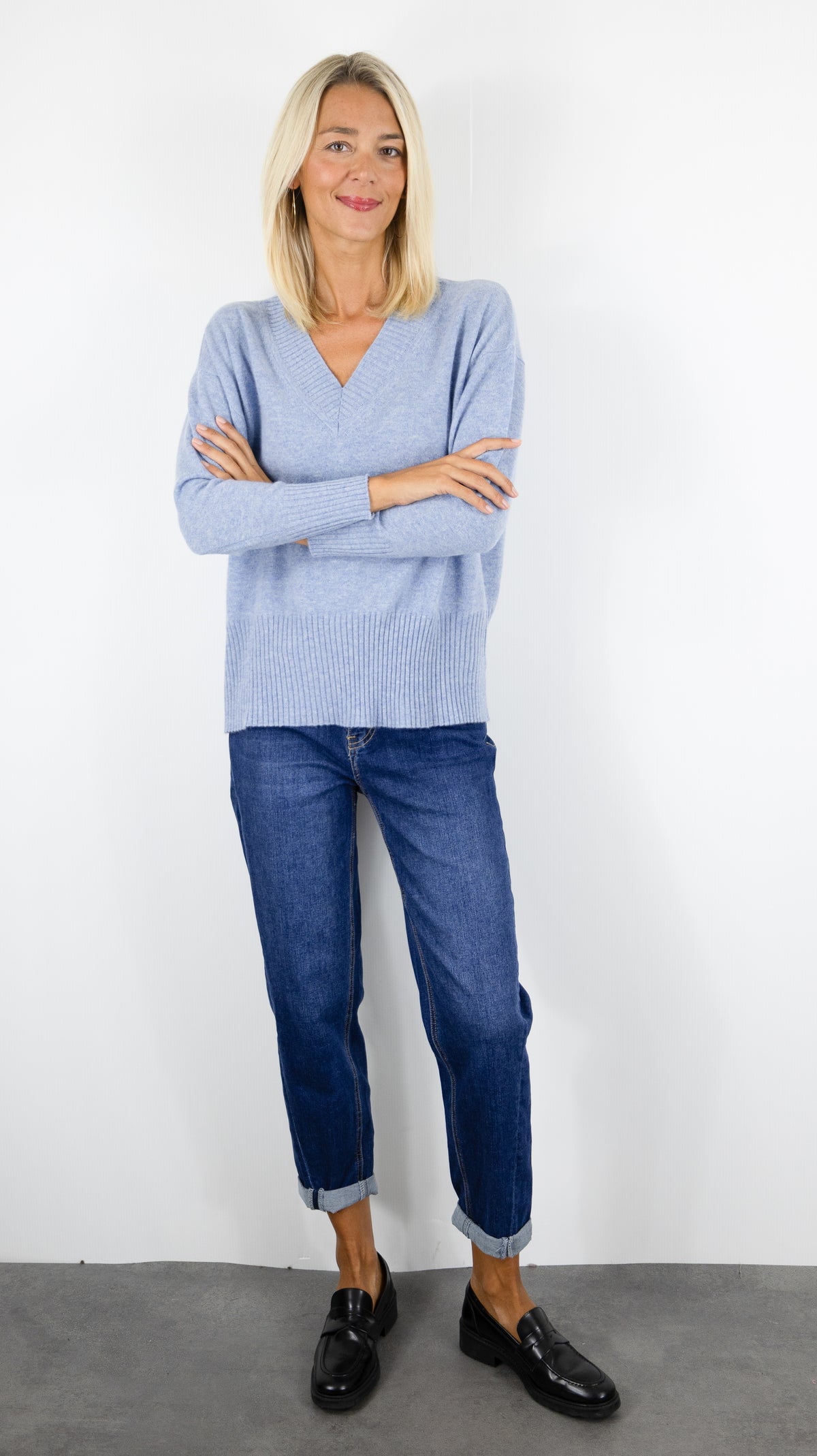 PULL COL V AMPLE POUR FEMME ESTHEME CKH715C#COLOR_1855/GLACIER CIEL