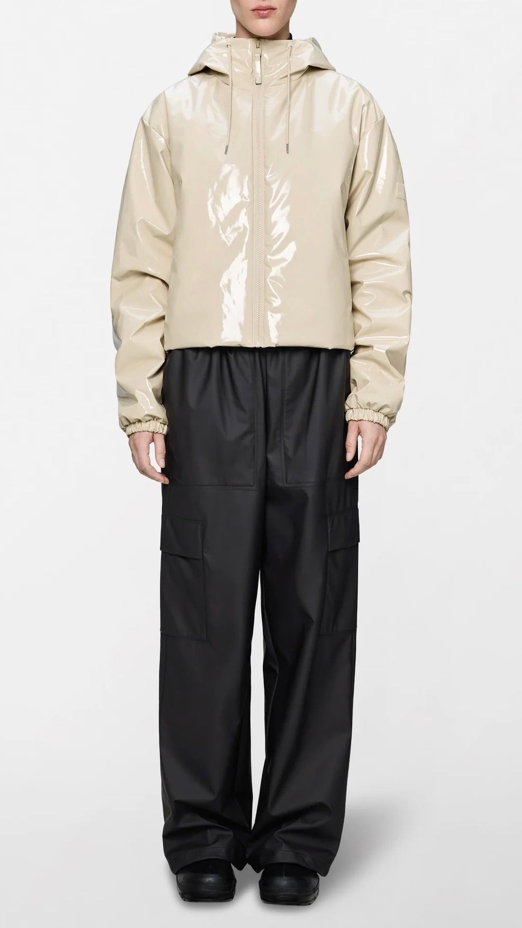 BLOUSON VESTE LAQUEE POUR FEMME COURTE RAINS 15780/LOHJA SHORE BEIGE LAQUE