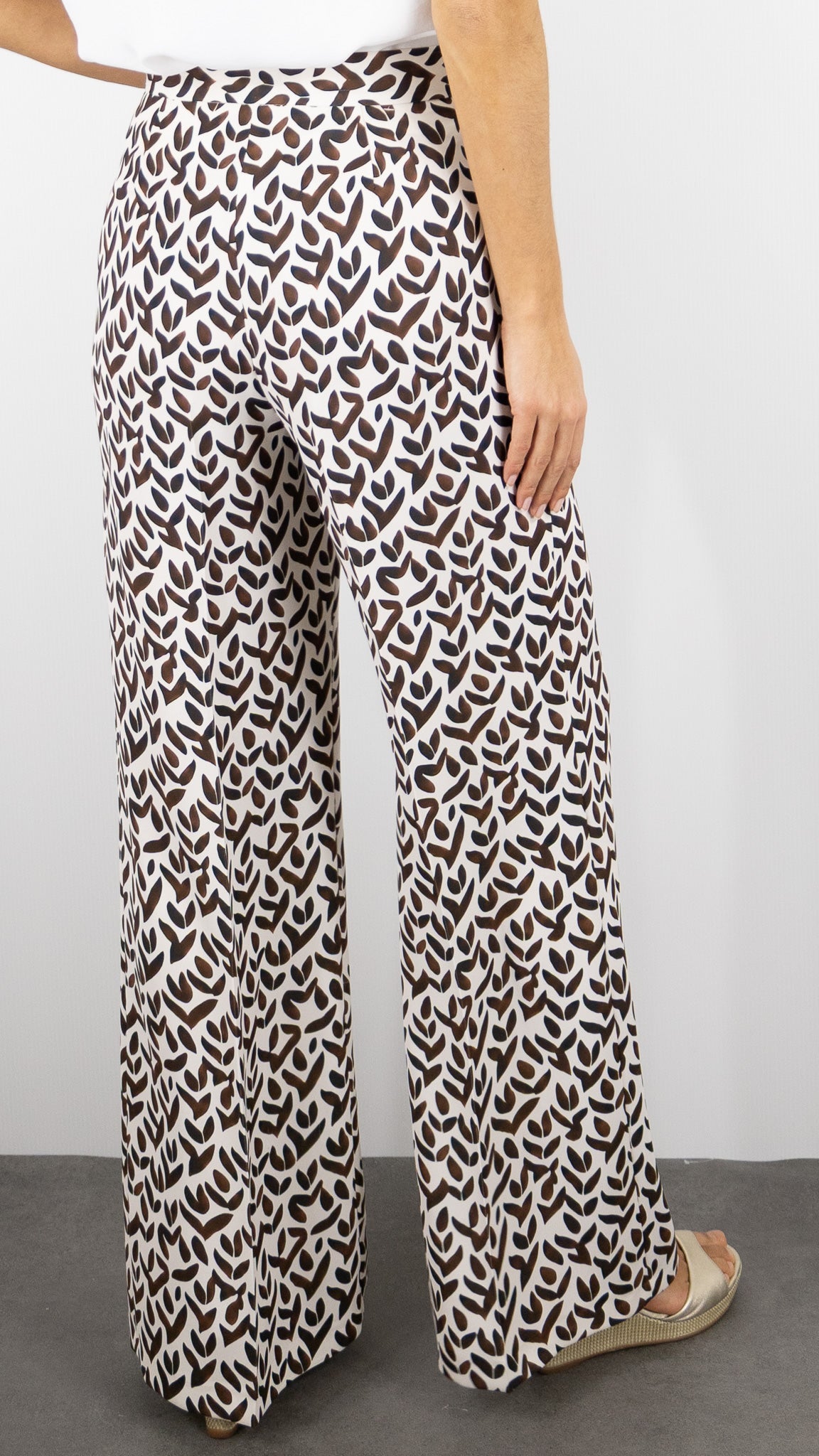 PANTALON FLARE FLUIDE IMPRIME CAFE CHOCO FEMME CAROLINE BISS 1584