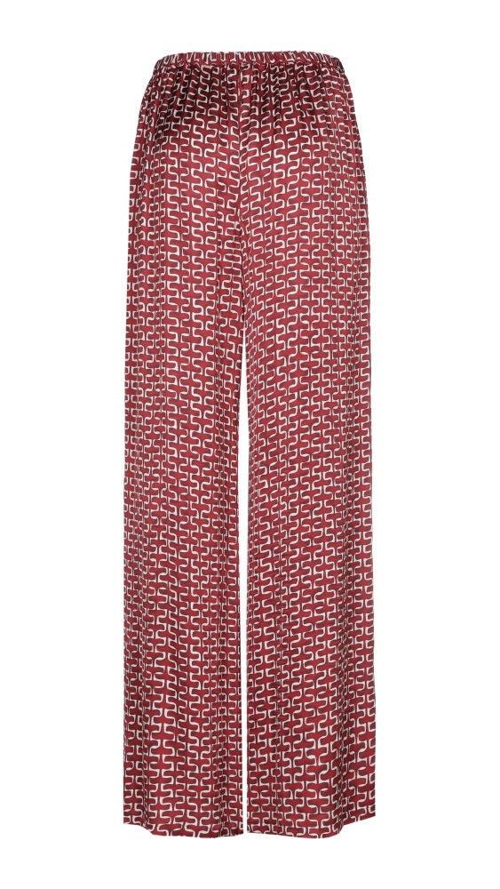 PANTALON FLUIDE IMPRIME BORDEAUX ECRU CAROLINE BISS 1585
