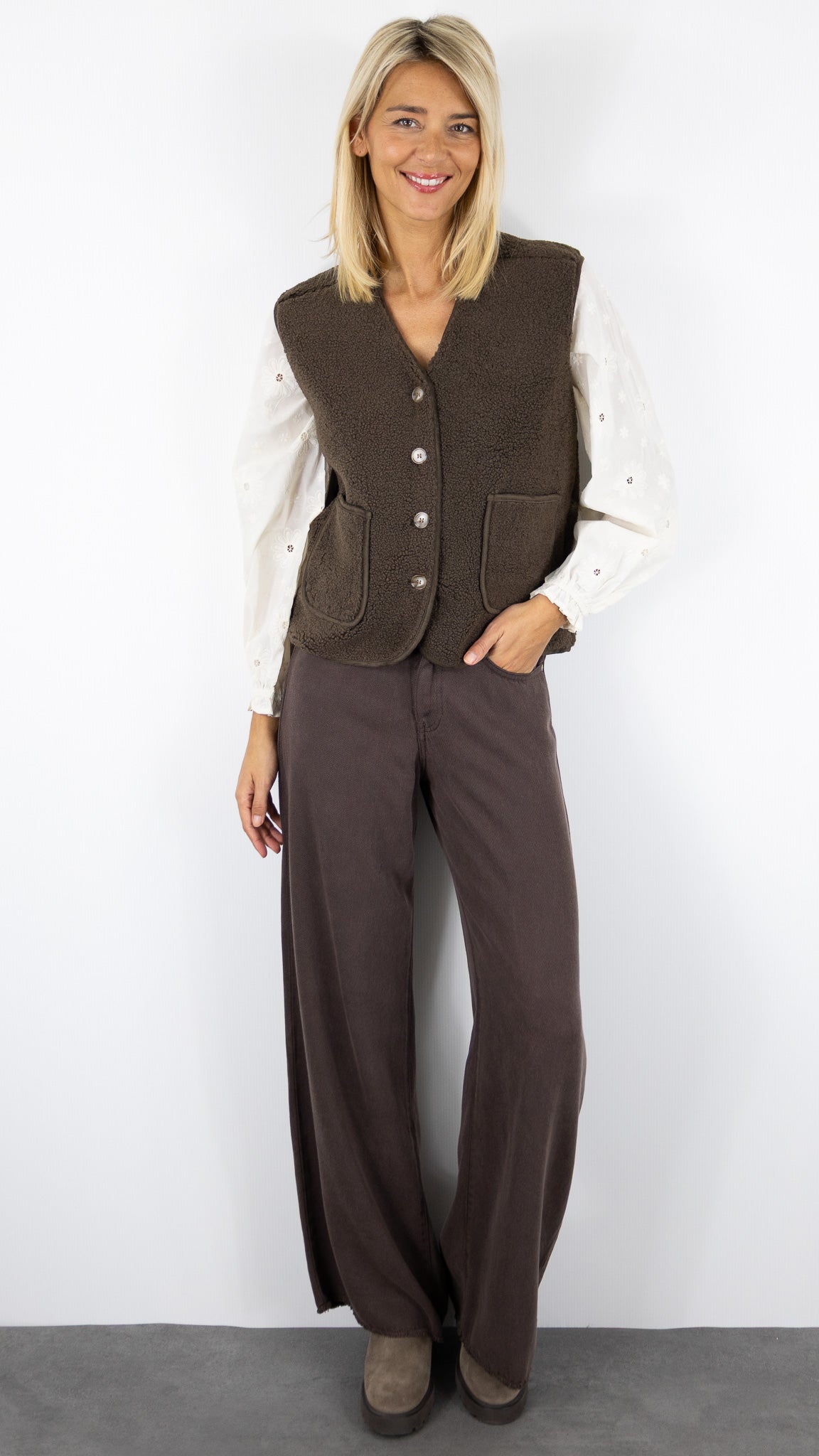 GILET SANS MANCHES MOUTON 15G488 SEASON#color_CHOCO