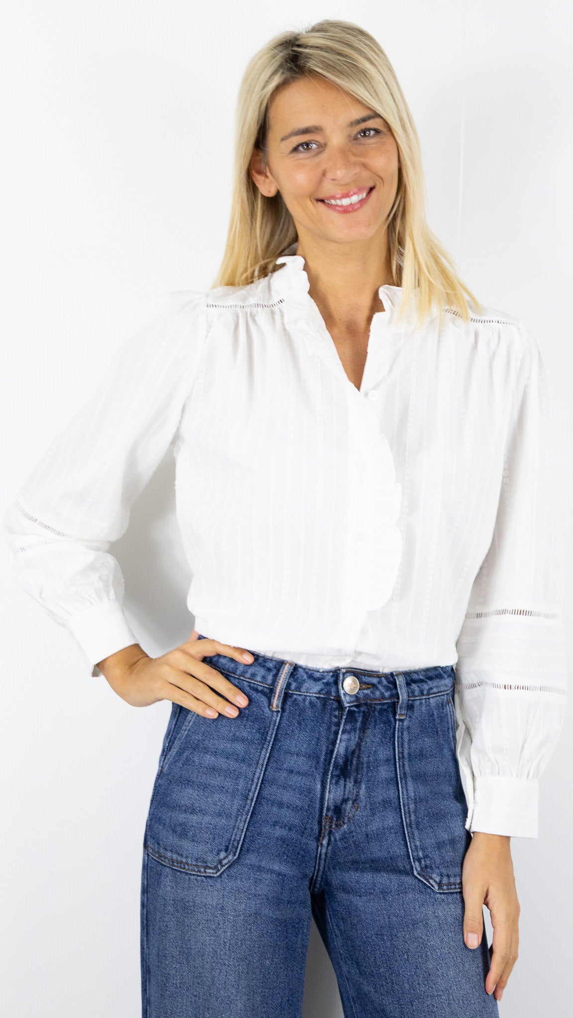 CHEMISIER VOLANTE BRODERIE 15H002 SEASON ECRU