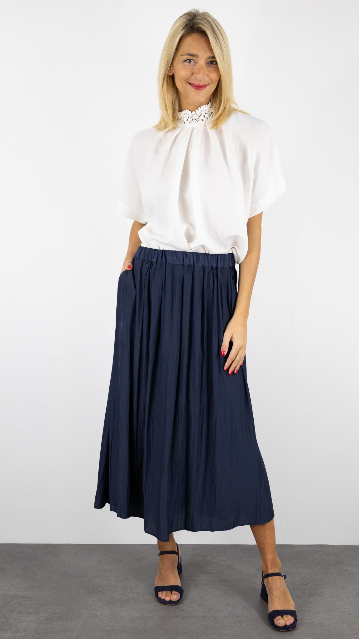 JUPE LONGUE PLISSEE GERARD DAREL VANINA#COLOR_21/MARINE