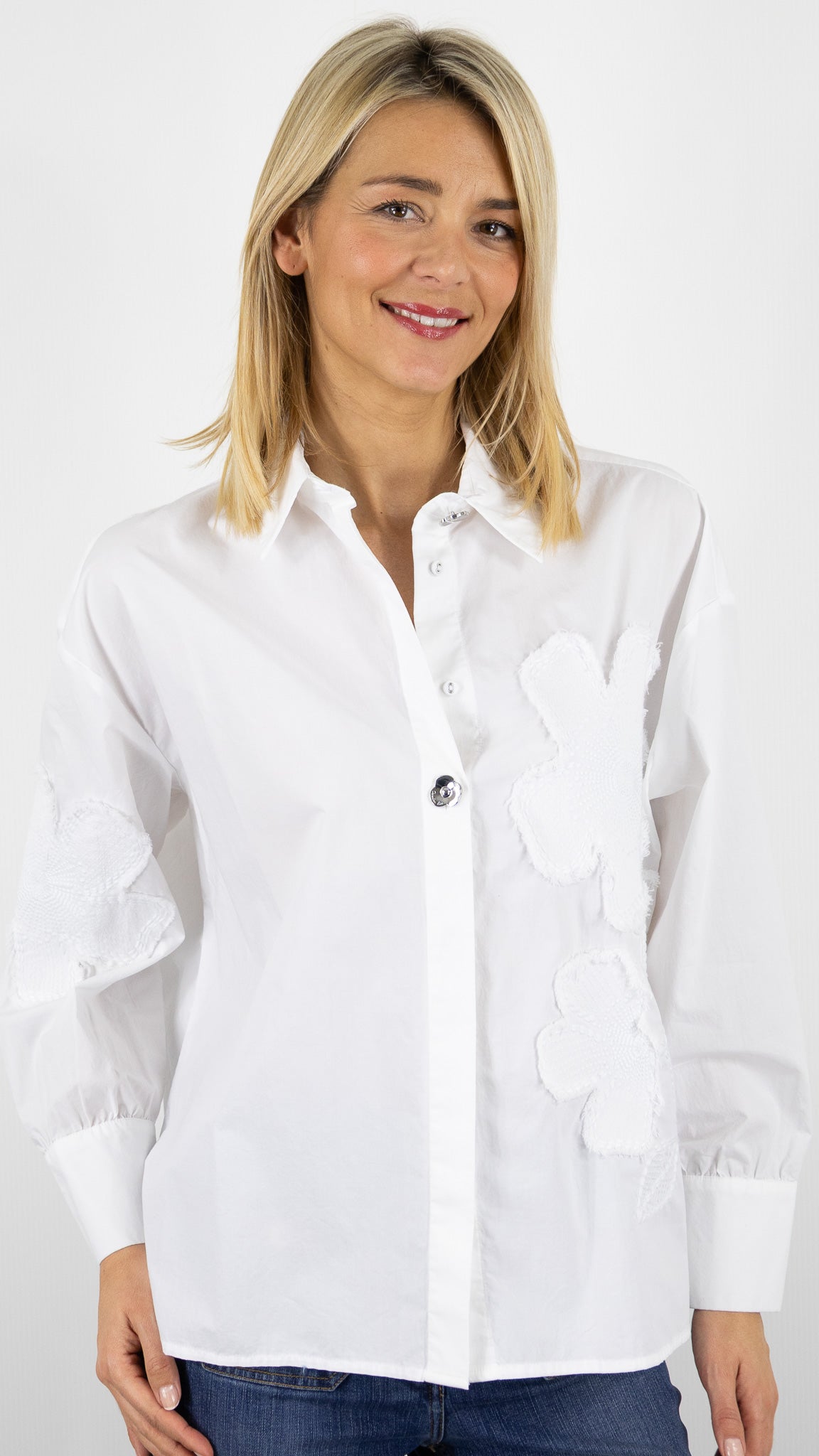 BLOUSE BLANCHE AVEC BRODERIES FLEURS CAROLINE BISS 1679