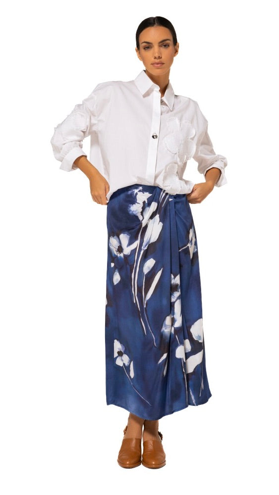 BLOUSE BLANCHE AVEC BRODERIES FLEURS CAROLINE BISS 1679