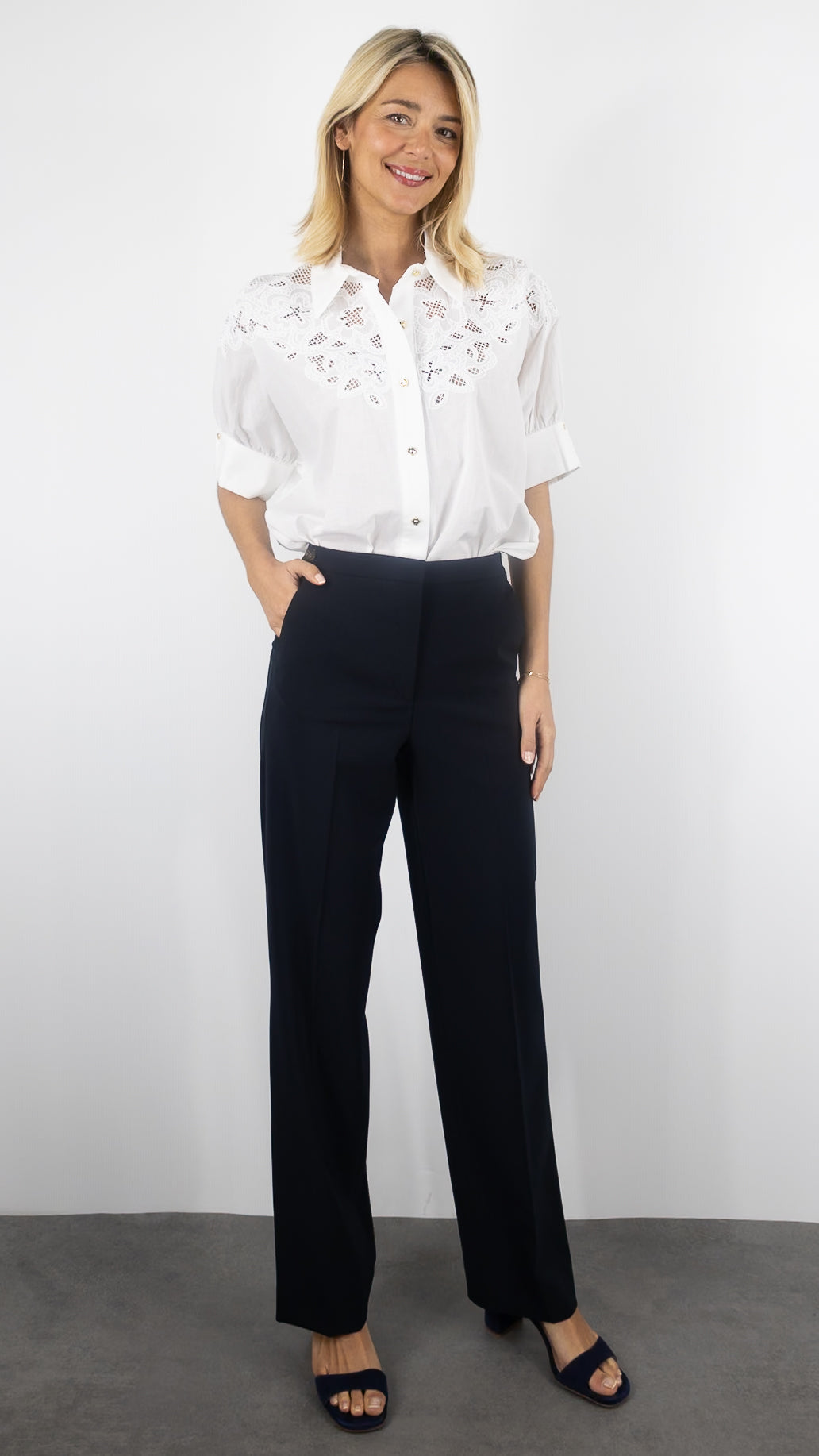 PANTALON DROIT DE VILLE TAILLE ELASTIQUE GERARD DAREL ALYCIA#COLOR_21/MARINE