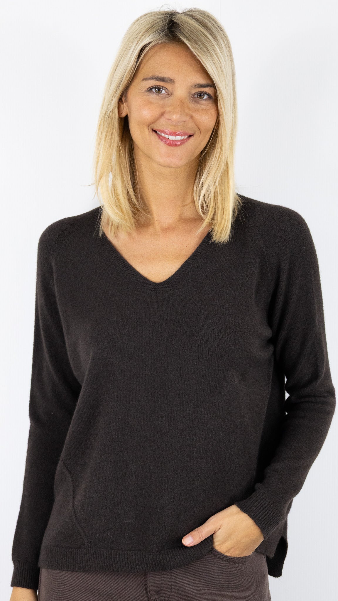 PULL COL V AMPLE 17032 MAX ET ENJOY#color_MARRON