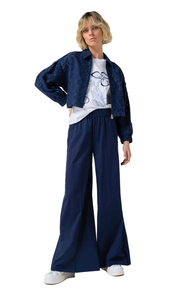 VESTE BOLERO BRODEE MARINE POUR FEMME CAROLINE BISS 1854