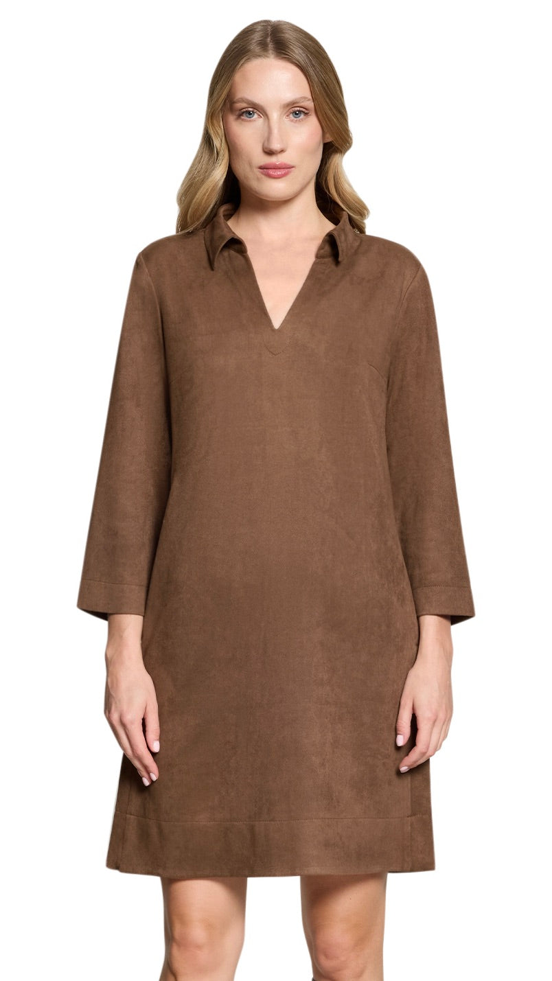 ROBE DROITE EN SUEDINE MARRON CAFE POUR FEMME BETTY BARCLAY 1916/1673