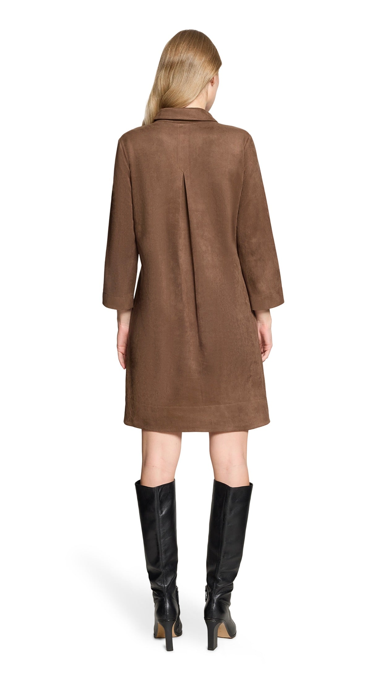ROBE DROITE EN SUEDINE MARRON CAFE POUR FEMME BETTY BARCLAY 1916/1673