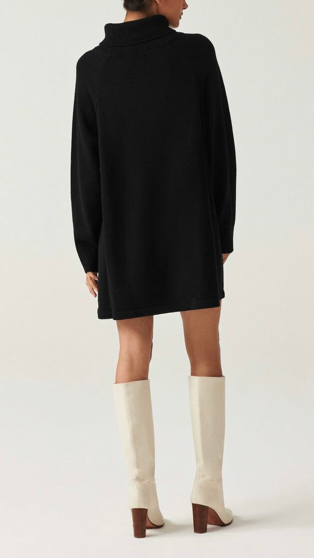 ROBE COL ROULE EN MAILLE BASH MEDEE NOIR