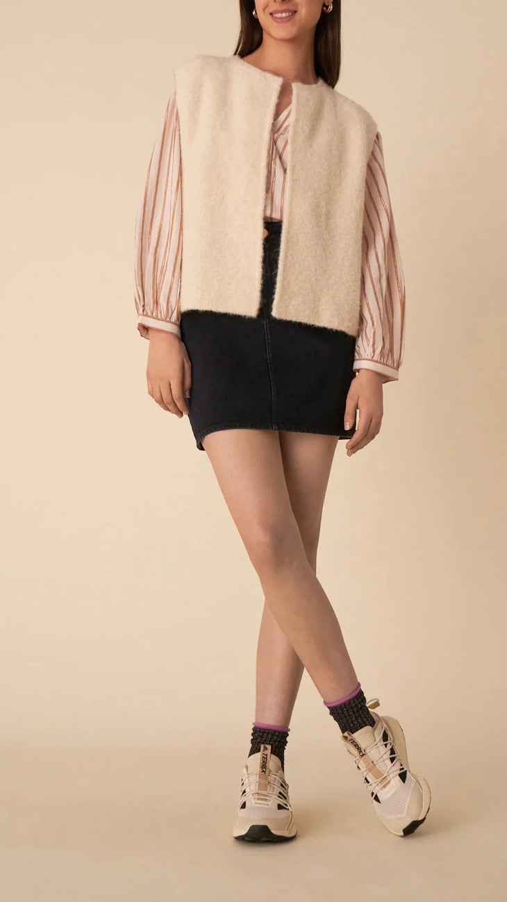 GILET OUVERT DES PETITS HAUTS ACHILLE ECRU
