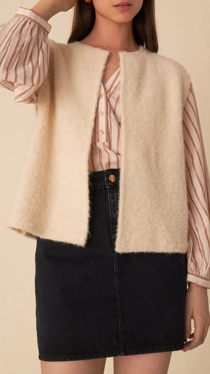 GILET OUVERT DES PETITS HAUTS ACHILLE ECRU