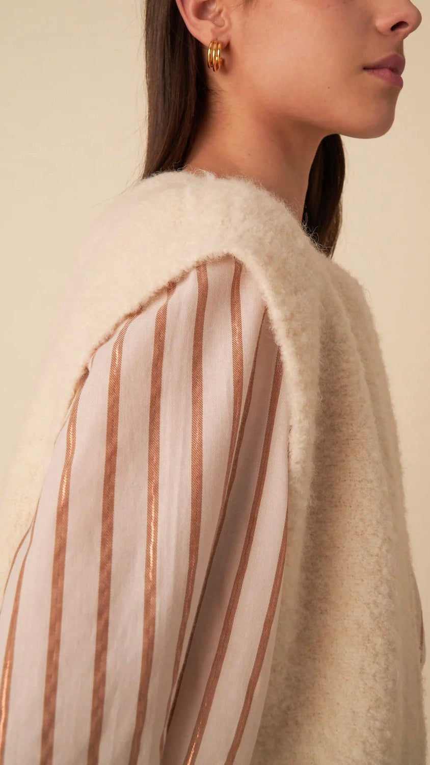 GILET OUVERT DES PETITS HAUTS ACHILLE ECRU