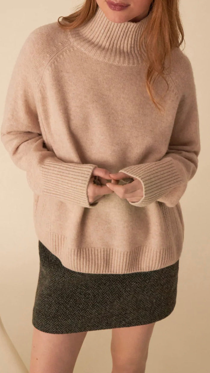 PULL COL CHEMINEE LARGE ARAMIS DES PETITS HAUTS LATTE