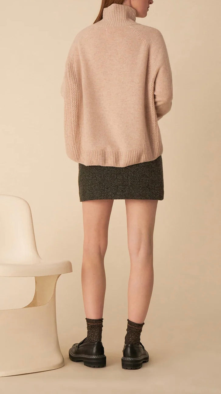 PULL COL CHEMINEE LARGE ARAMIS DES PETITS HAUTS LATTE