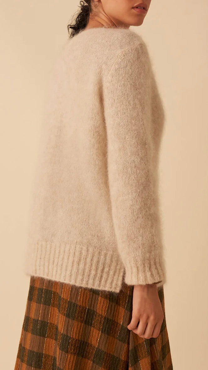 PULL MAILLE MOELLEUSE COL V DES PETITS HAUTS BERTON FARINE BEIGE