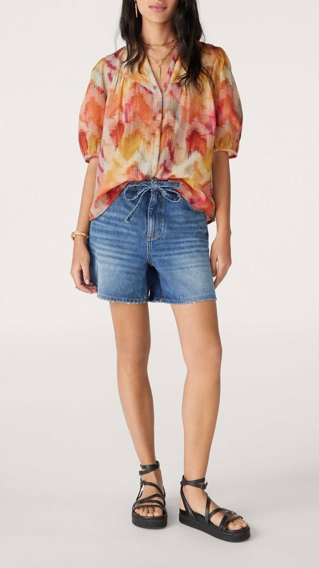 CHEMISE MANCHES COURTES PLISSEE OCRE BASH ALABAMA