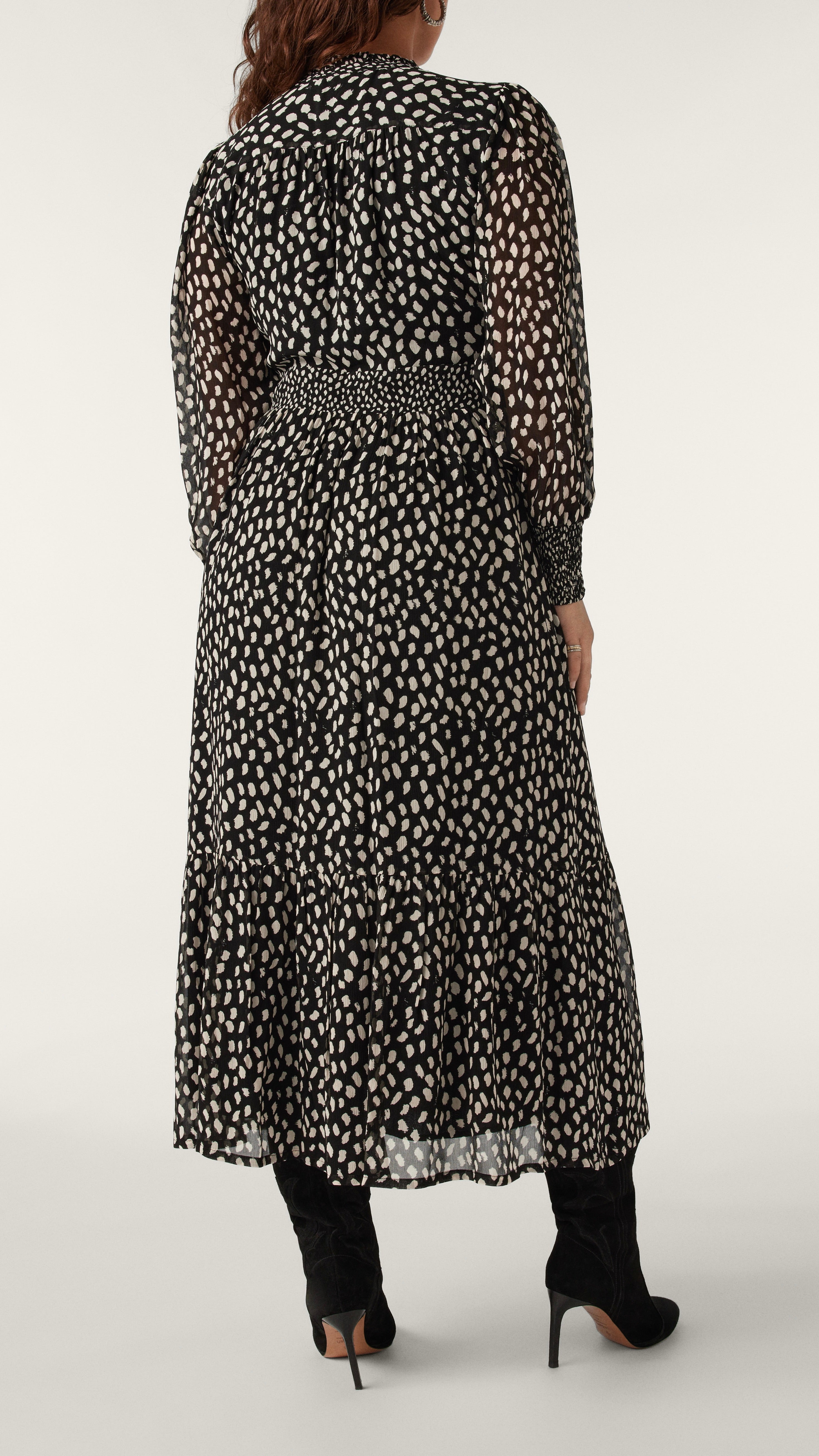 ROBE LONGUE FLUIDE IMPRIMÉE BIANCA BASH NOIR
