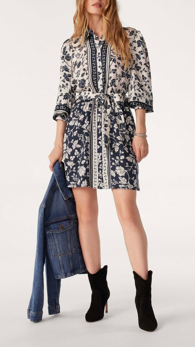 ROBE CHEMISE TAILLE ELASTIQUE IMPRIMÉÉ HELLA BASH ENCRE
